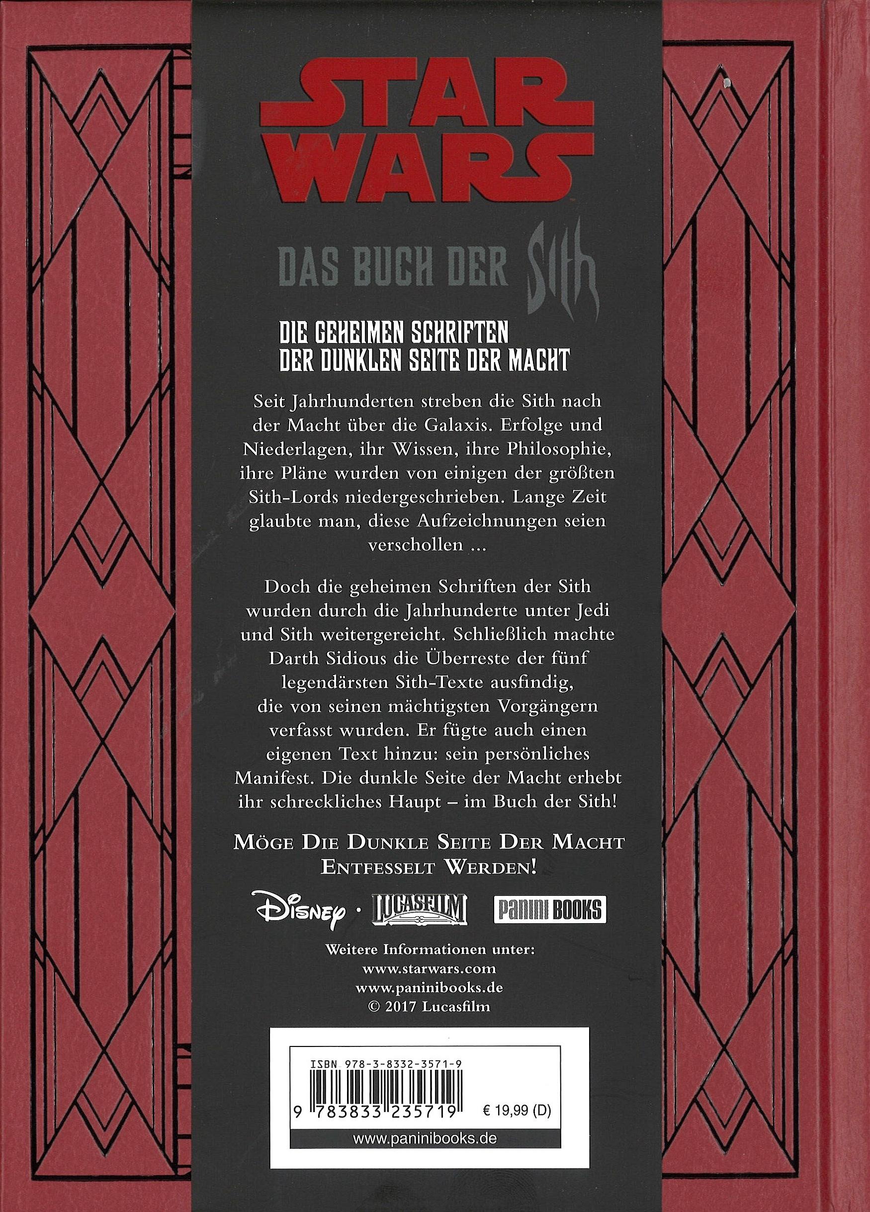 Rückseitencover Star Wars: Das Buch der Sith