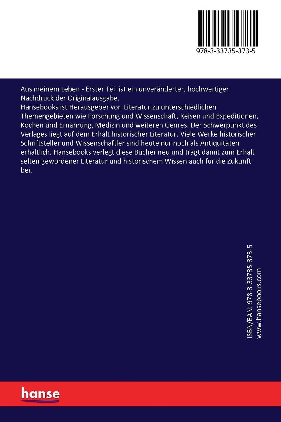 Rückseitencover Aus meinem Leben