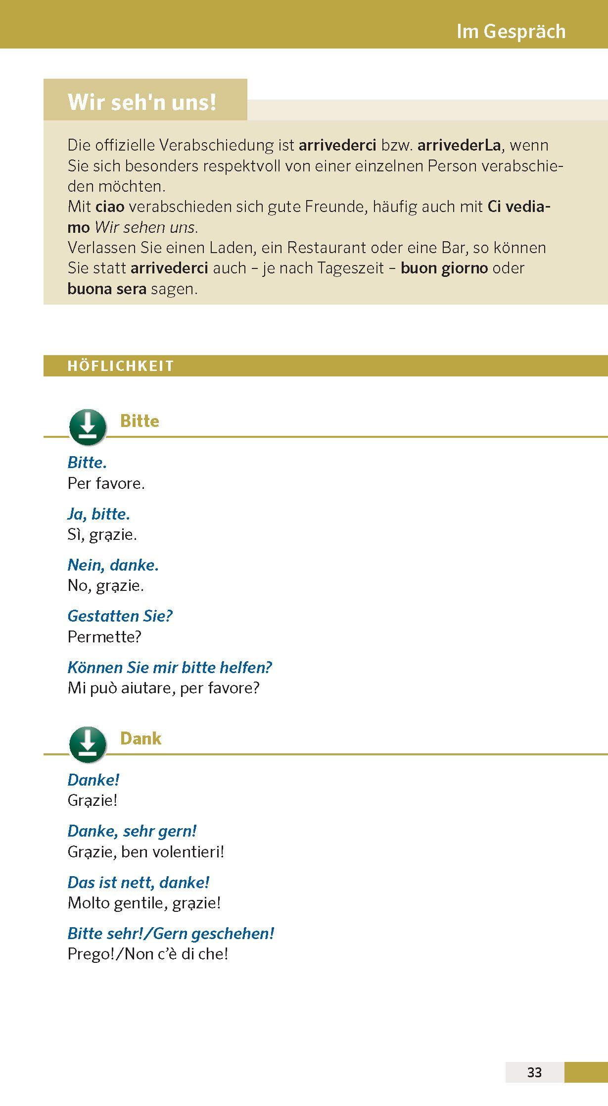 Beispielinhalt (Bild) PONS Reise-Sprachführer Italienisch