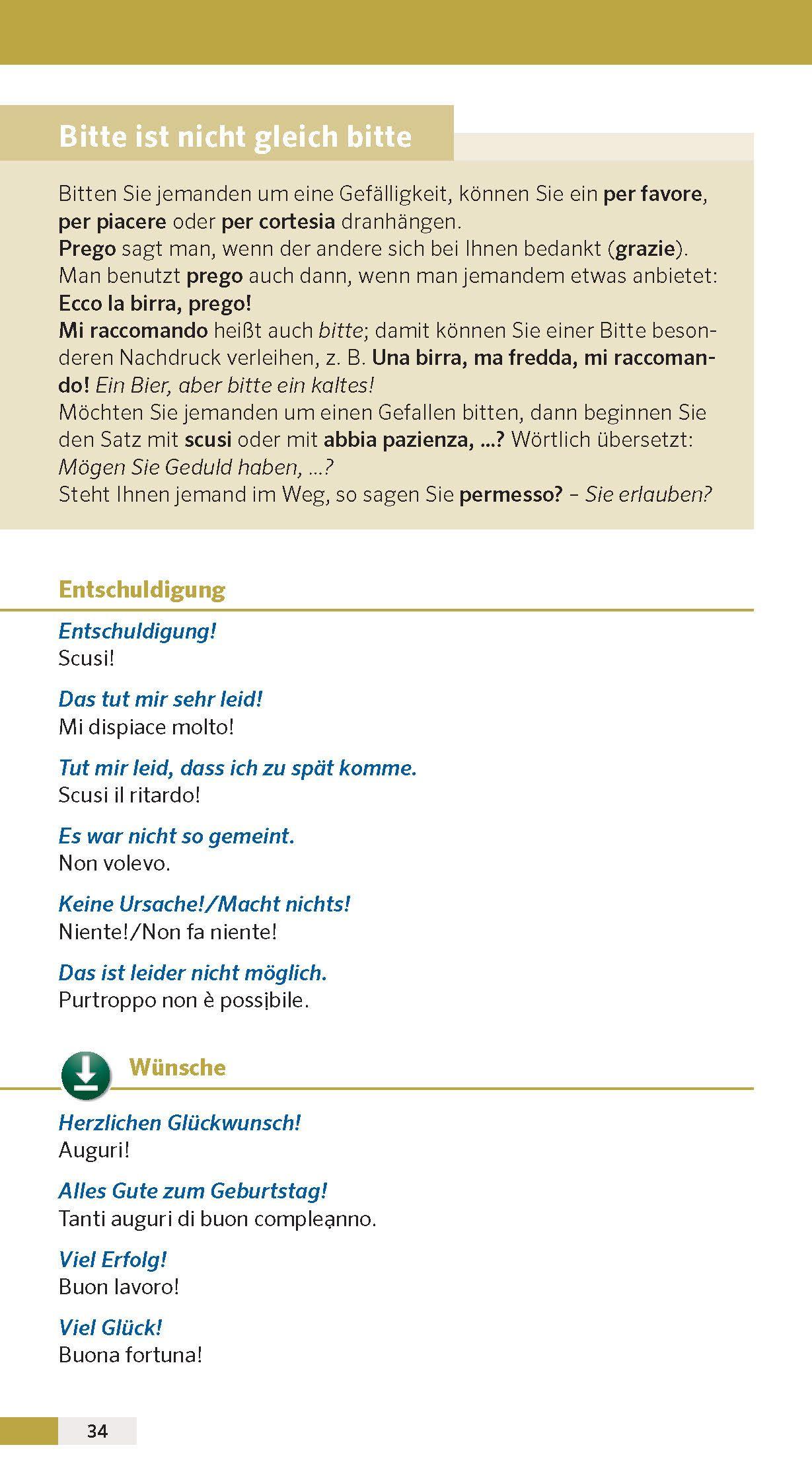 Beispielinhalt (Bild) PONS Reise-Sprachführer Italienisch