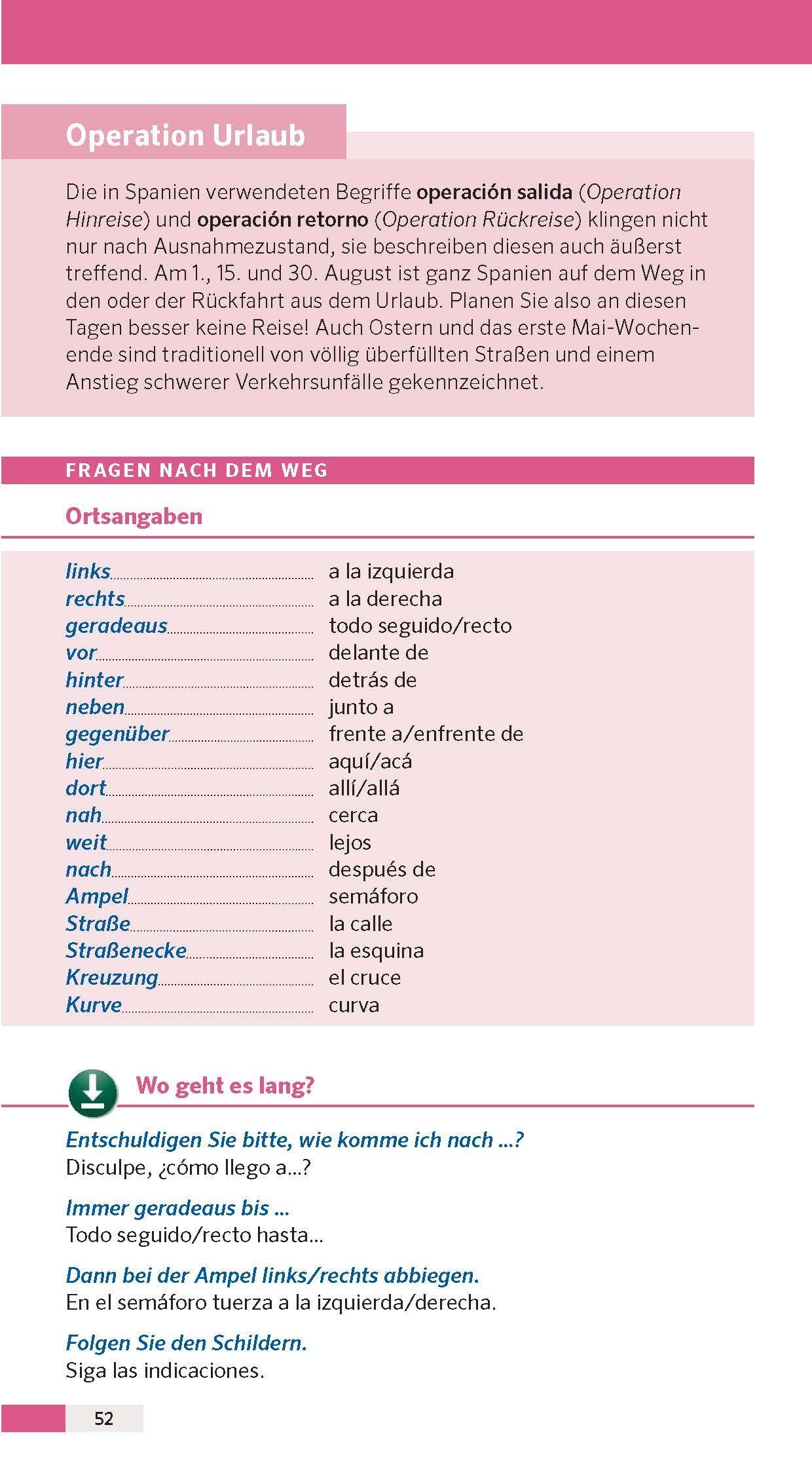 Beispielinhalt (Bild) PONS Reise-Sprachführer Spanisch