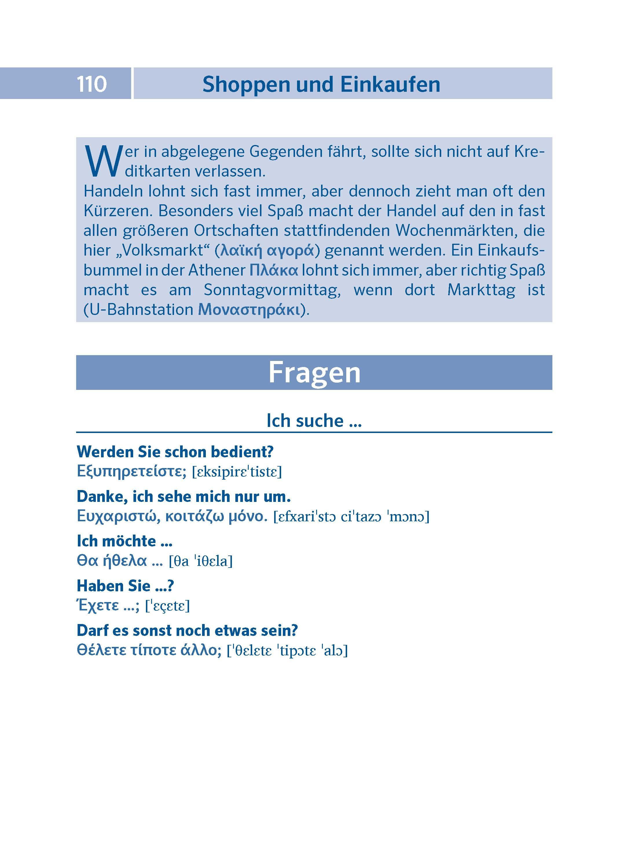 Beispielinhalt (Bild) PONS Pocket-Sprachführer Griechisch