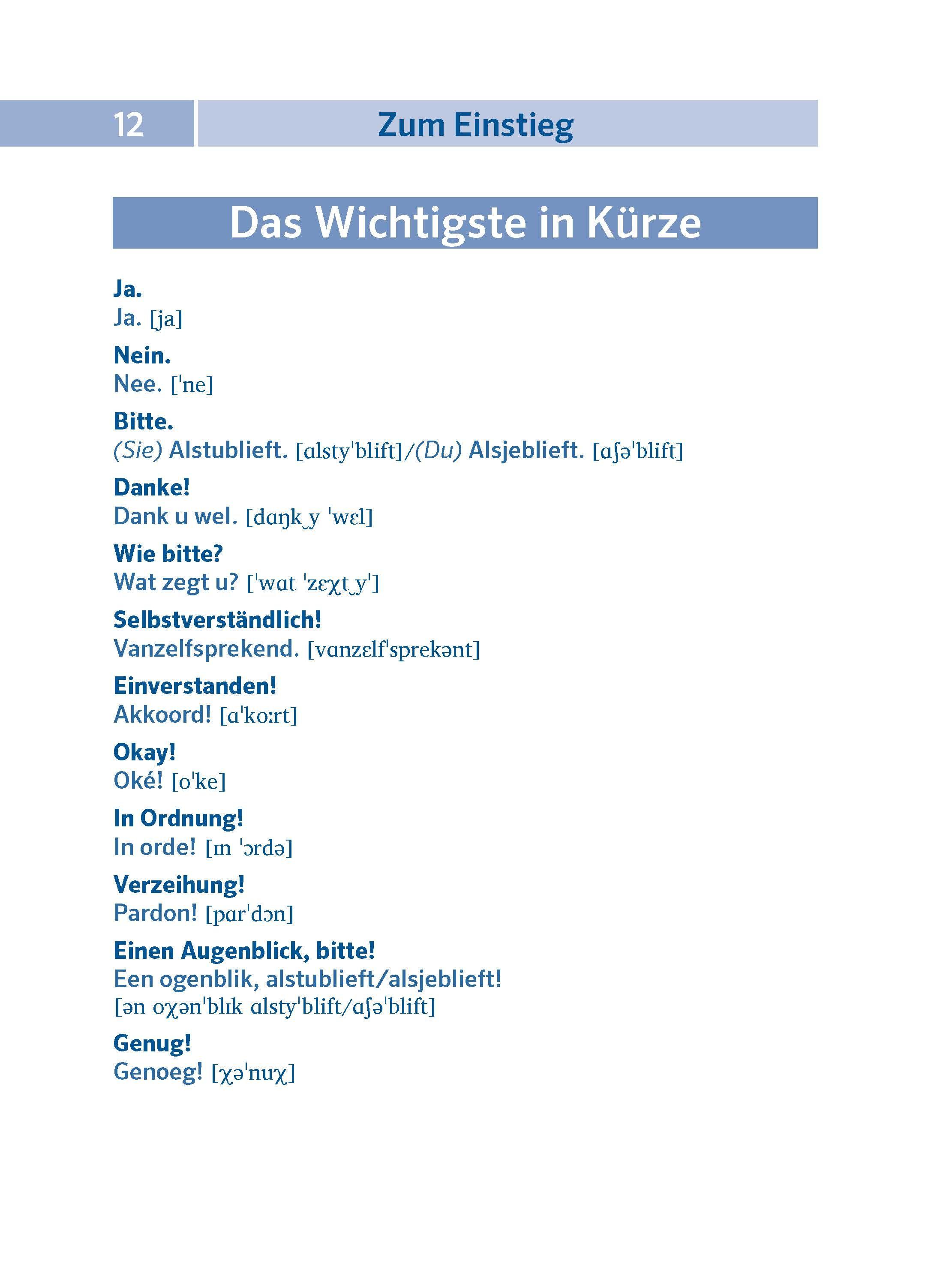 Beispielinhalt (Bild) PONS Pocket-Sprachführer Niederländisch