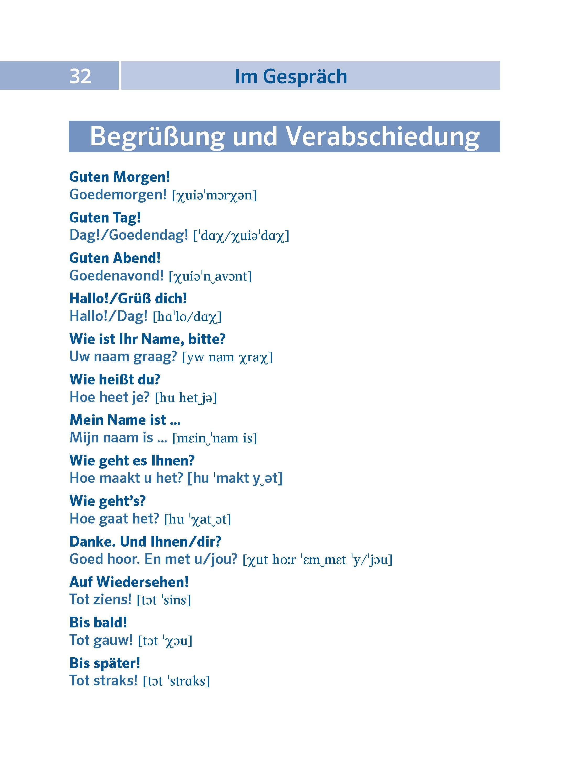 Beispielinhalt (Bild) PONS Pocket-Sprachführer Niederländisch