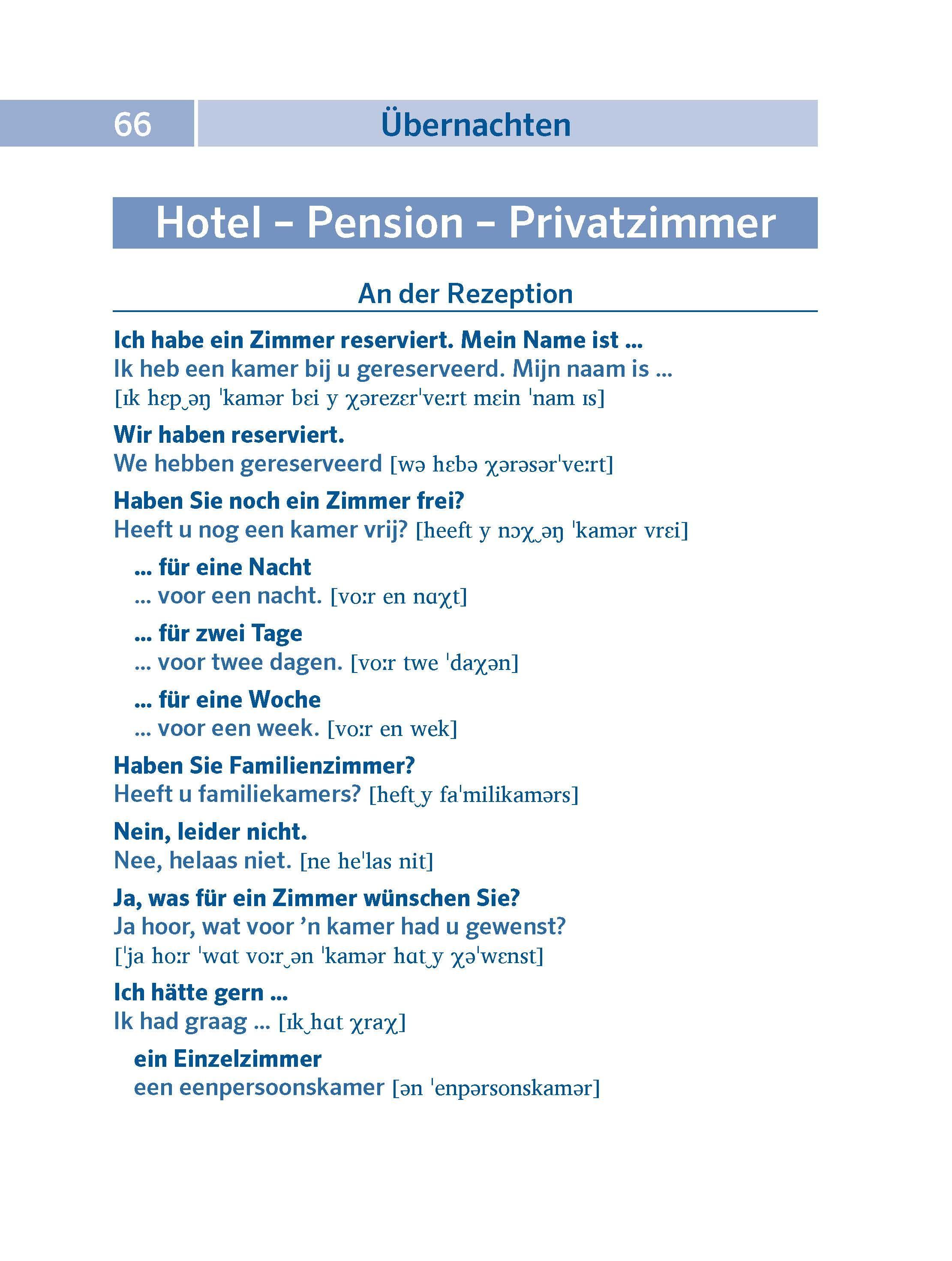 Beispielinhalt (Bild) PONS Pocket-Sprachführer Niederländisch