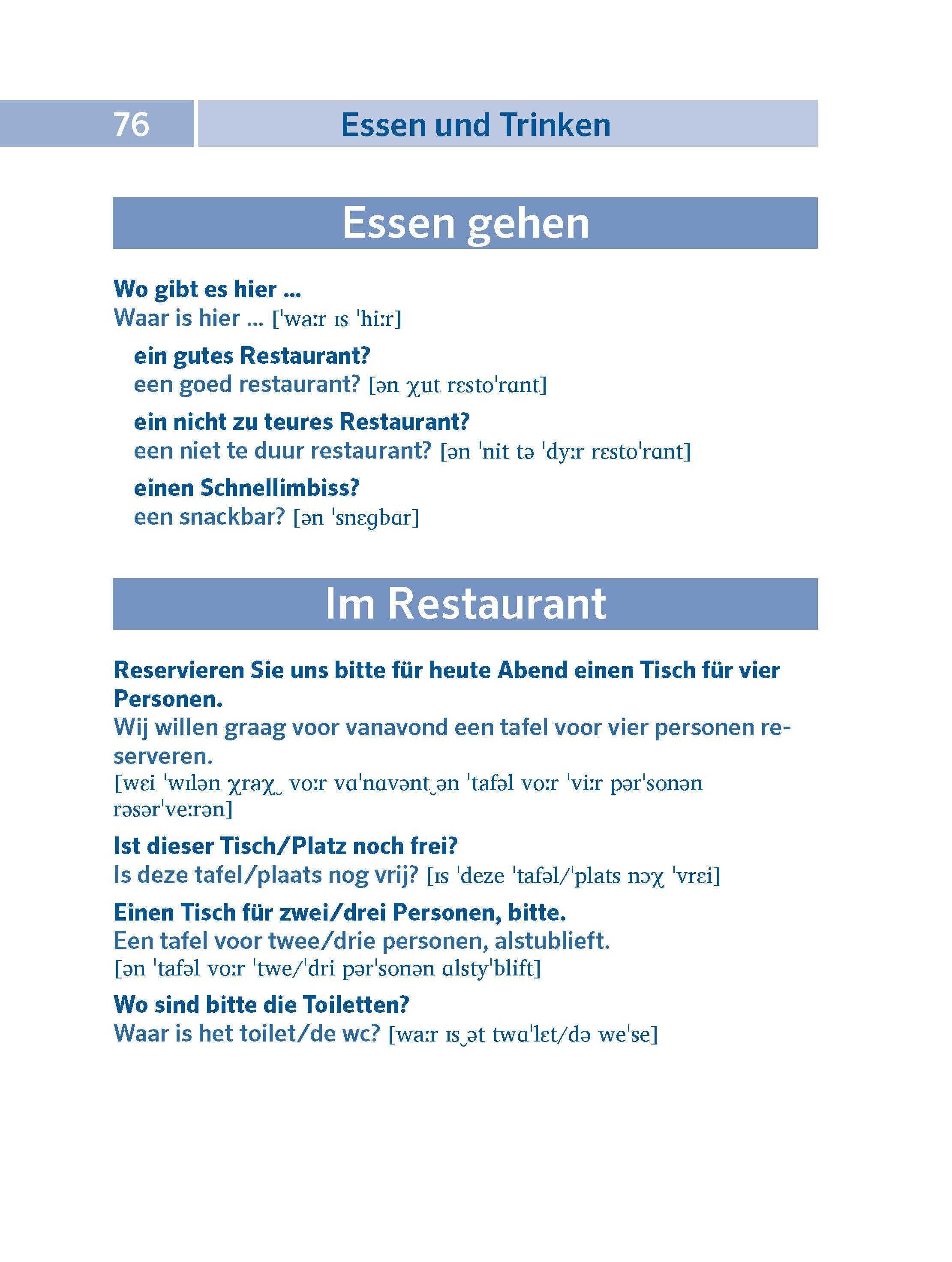 Beispielinhalt (Bild) PONS Pocket-Sprachführer Niederländisch