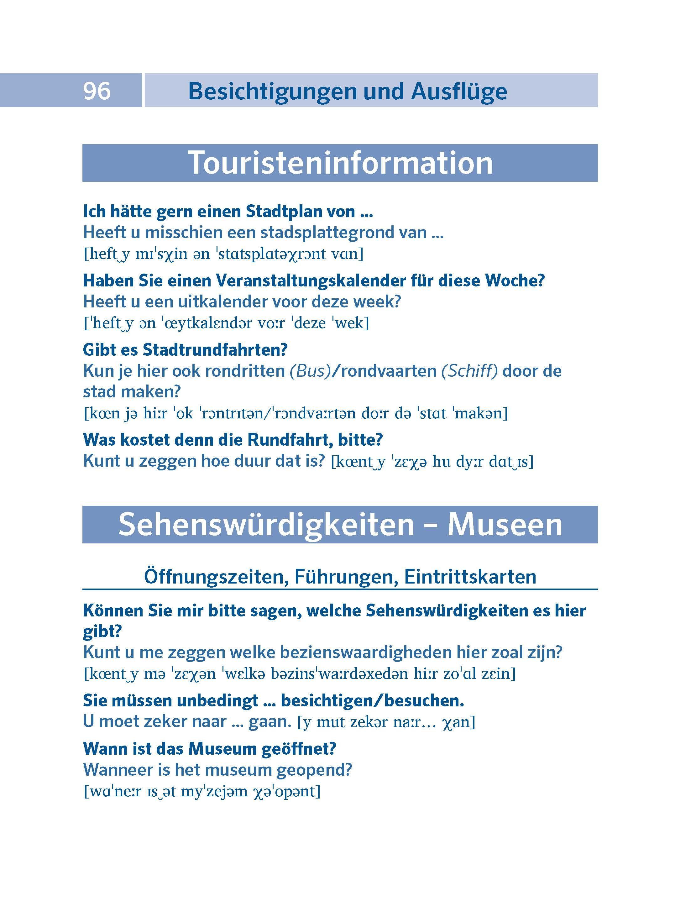 Beispielinhalt (Bild) PONS Pocket-Sprachführer Niederländisch