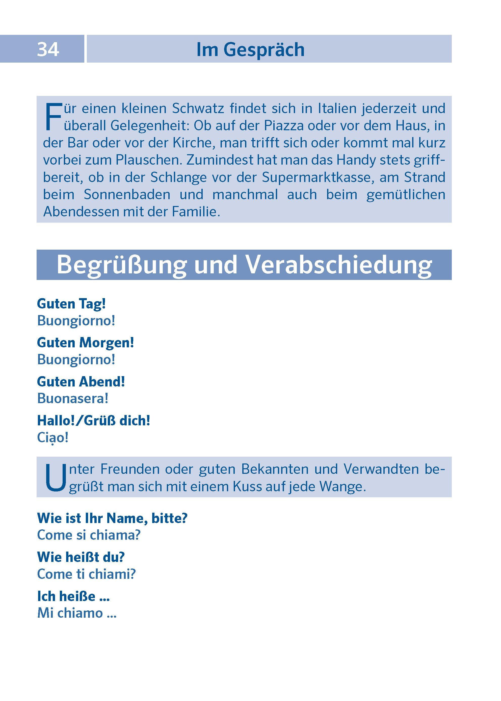 Beispielinhalt (Bild) PONS Pocket-Sprachführer Italienisch