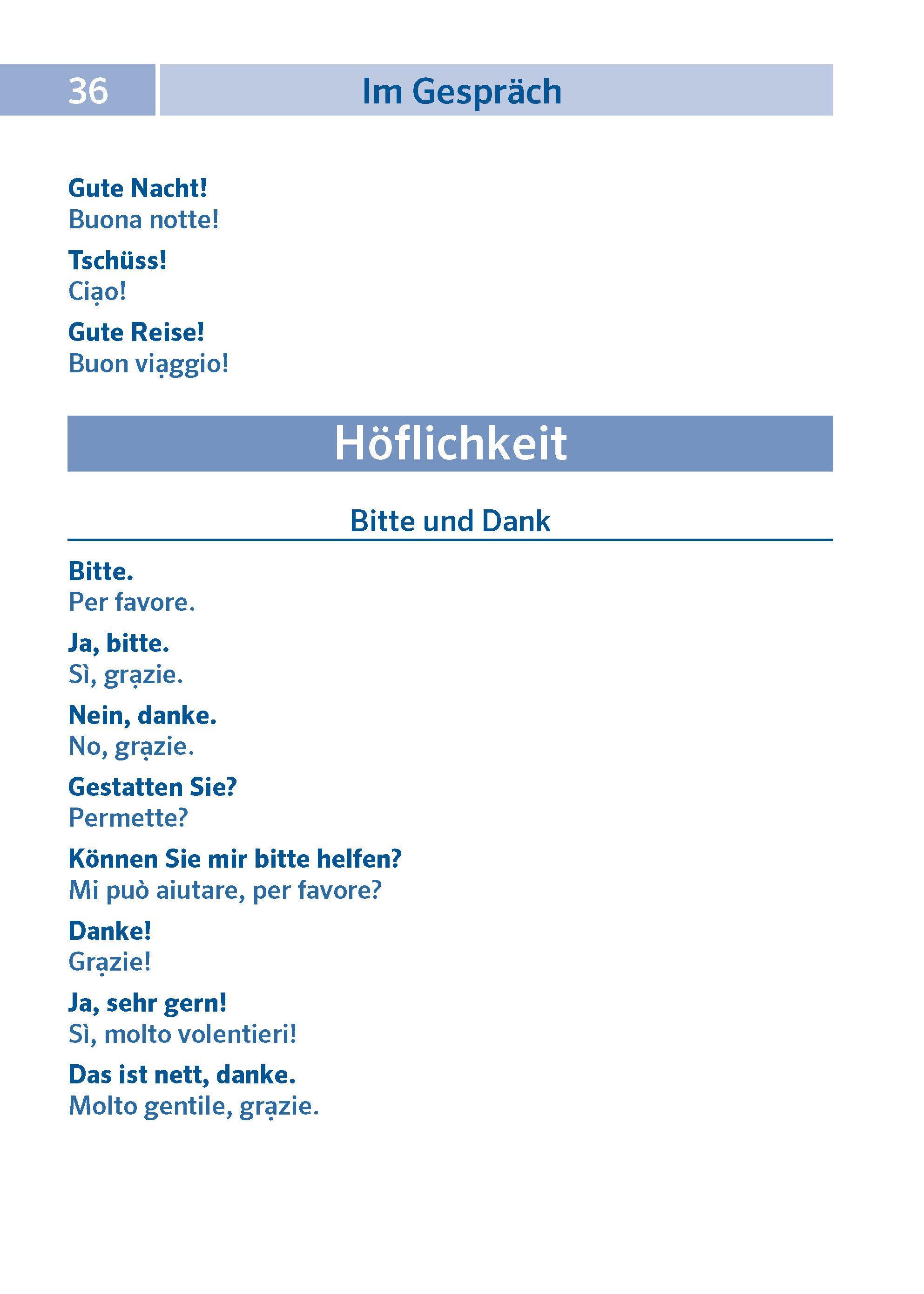 Beispielinhalt (Bild) PONS Pocket-Sprachführer Italienisch