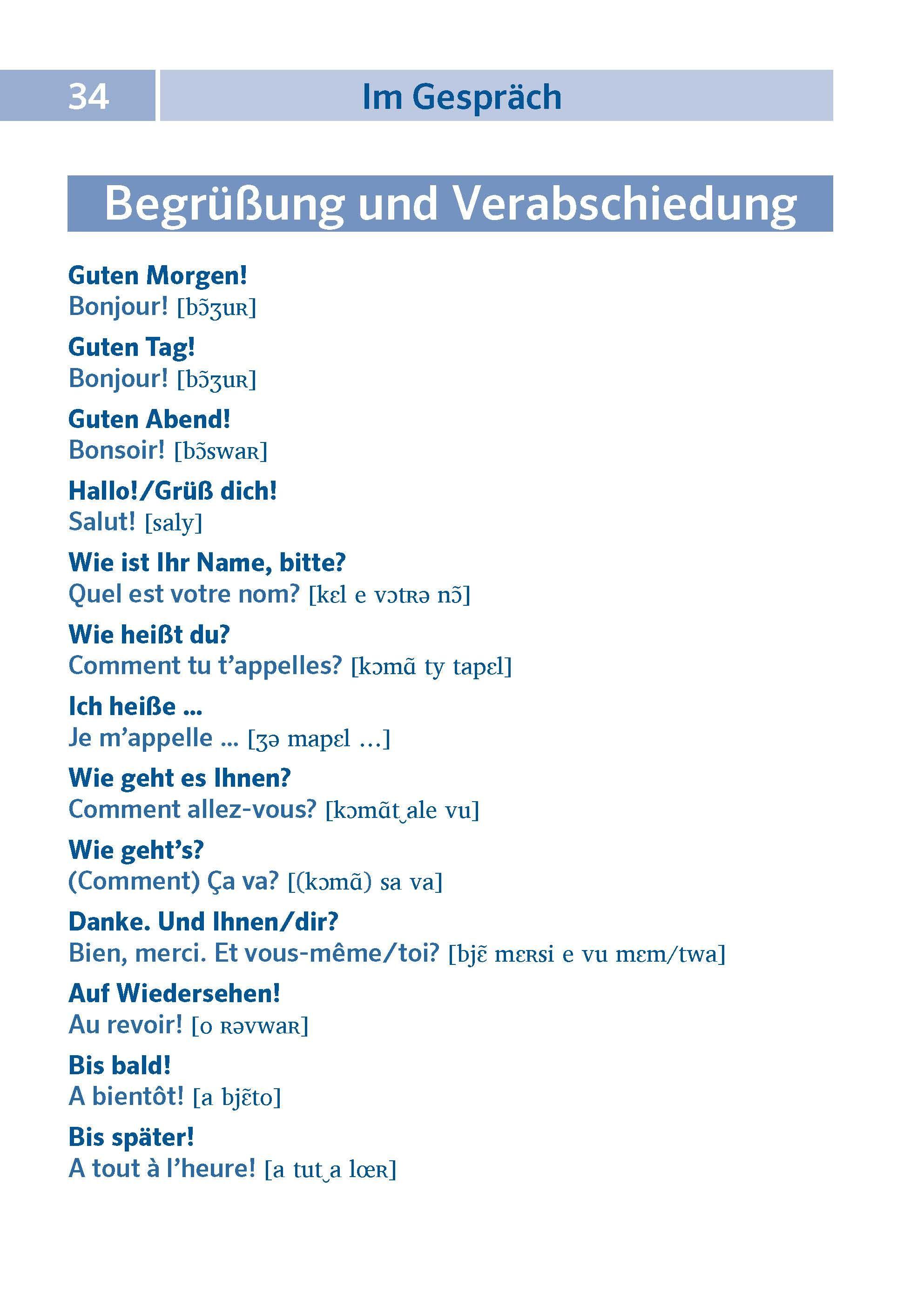 Beispielinhalt (Bild) PONS Pocket-Sprachführer Französisch