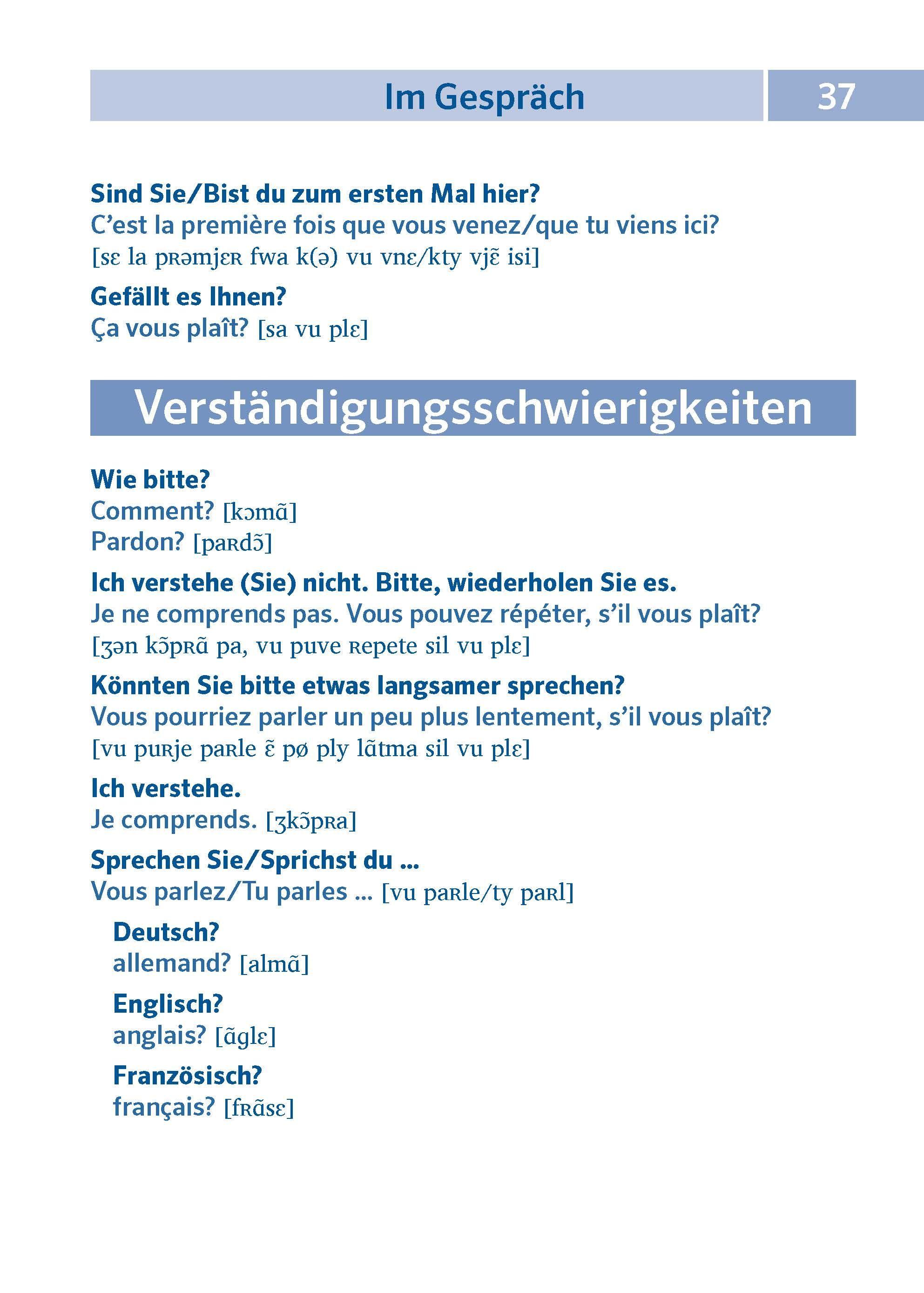 Beispielinhalt (Bild) PONS Pocket-Sprachführer Französisch