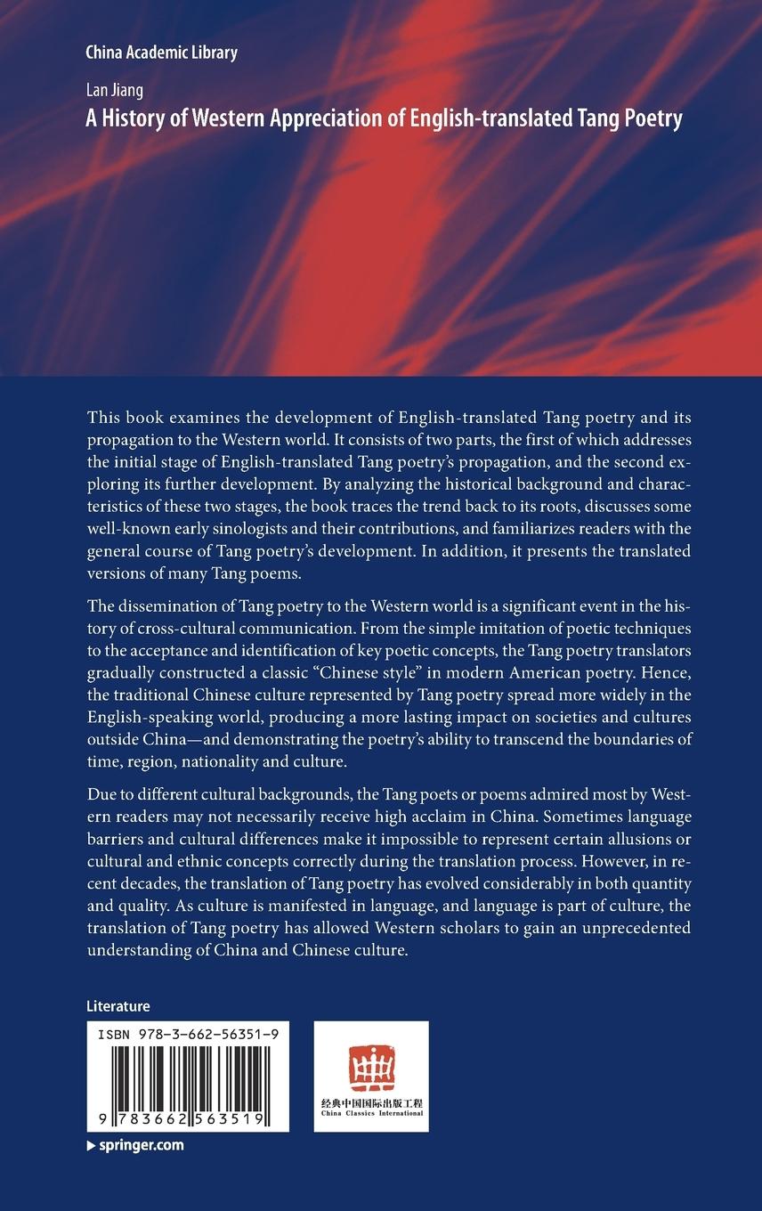 Rückseitencover A History of Western Appreciation of English-translated Tang Poetry