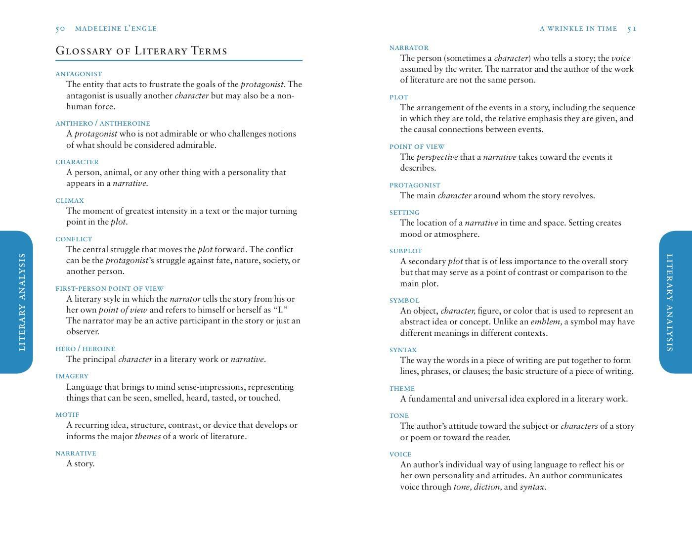 Beispielinhalt (Bild) A Wrinkle in Time Sparknotes Literature Guide