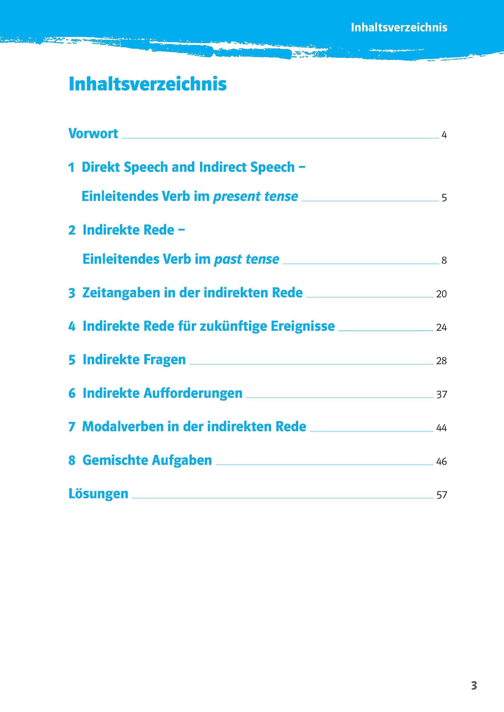 Beispielinhalt (Bild) Klett 10-Minuten-Training Englisch Direct Speech - Indirect Speech 7./8. Klasse. Kleine Lernportionen für jeden Tag
