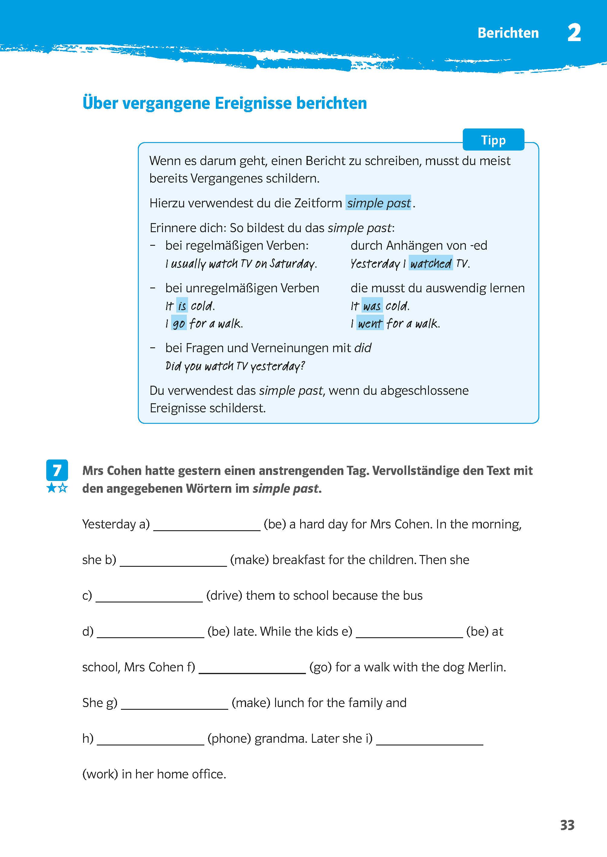 Beispielinhalt (Bild) 10-Minuten-Training Englisch Aufsatz: Erste englische Texte schreiben. 5./6. Klasse. Kleine Lernportionen für jeden Tag