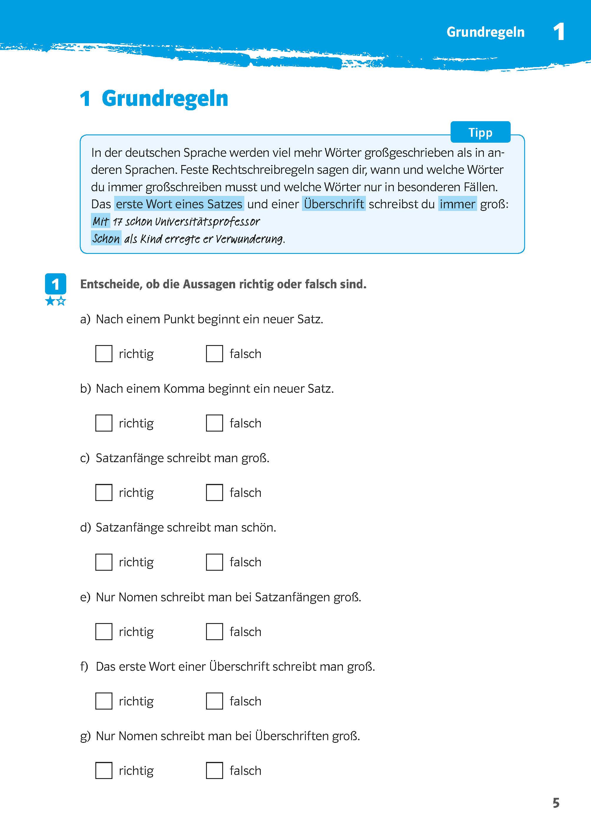 Beispielinhalt (Bild) 10-Minuten-Training Deutsch Groß- und Kleinschreibung 5./6. Klasse. Kleine Lernportionen für jeden Tag