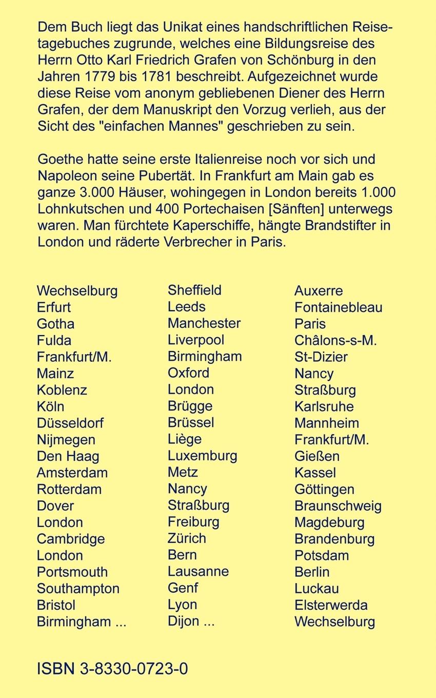 Rückseitencover Reise durch Europa 1779-1781