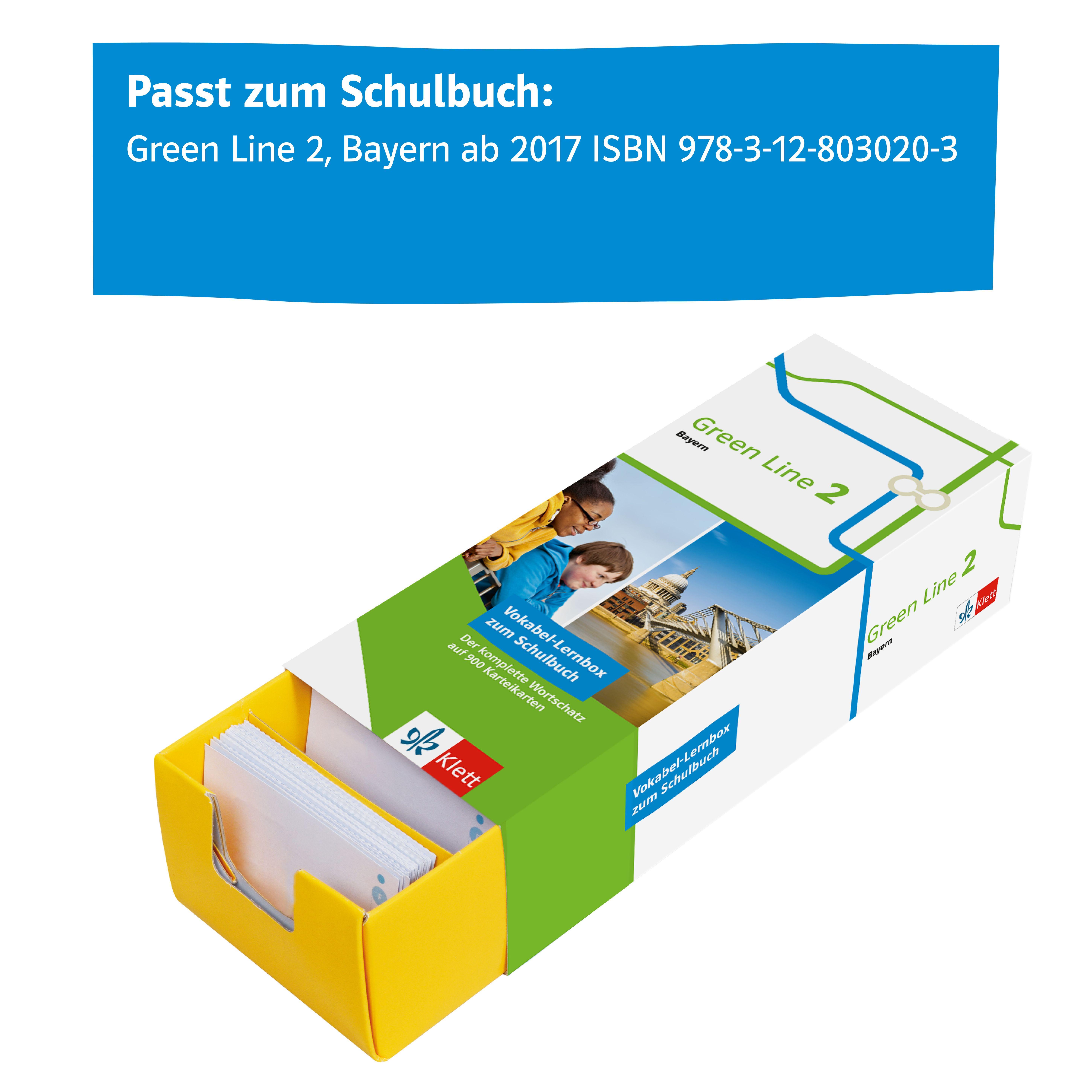 Beispielinhalt (Bild) Vokabel-Lernbox zum Schulbuch.Green Line 2 Bayern Klasse 6