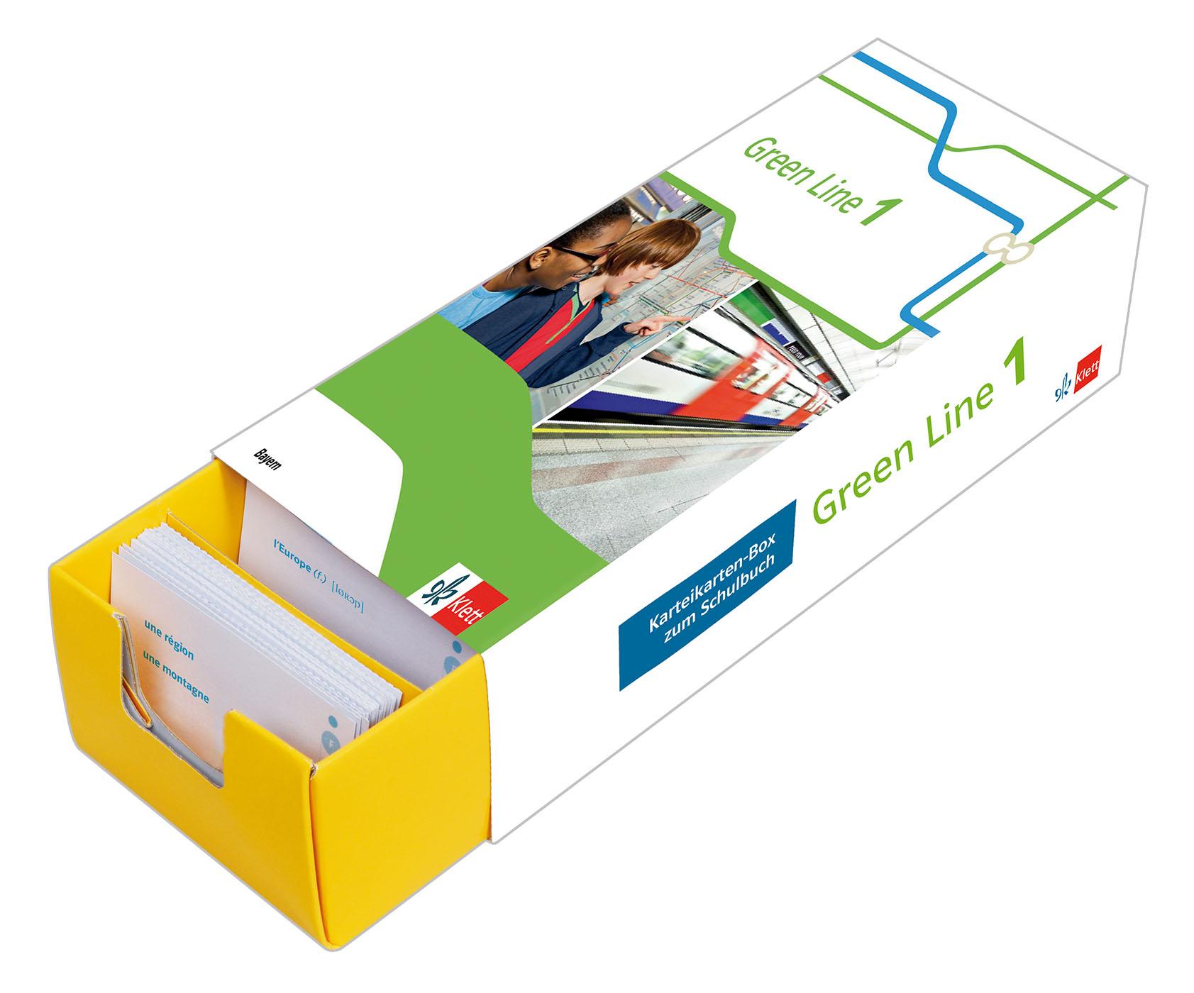 Vorderes Coverbild Vokabel-Lernbox zum Schulbuch. Green Line 1. Bayern. Klasse 5