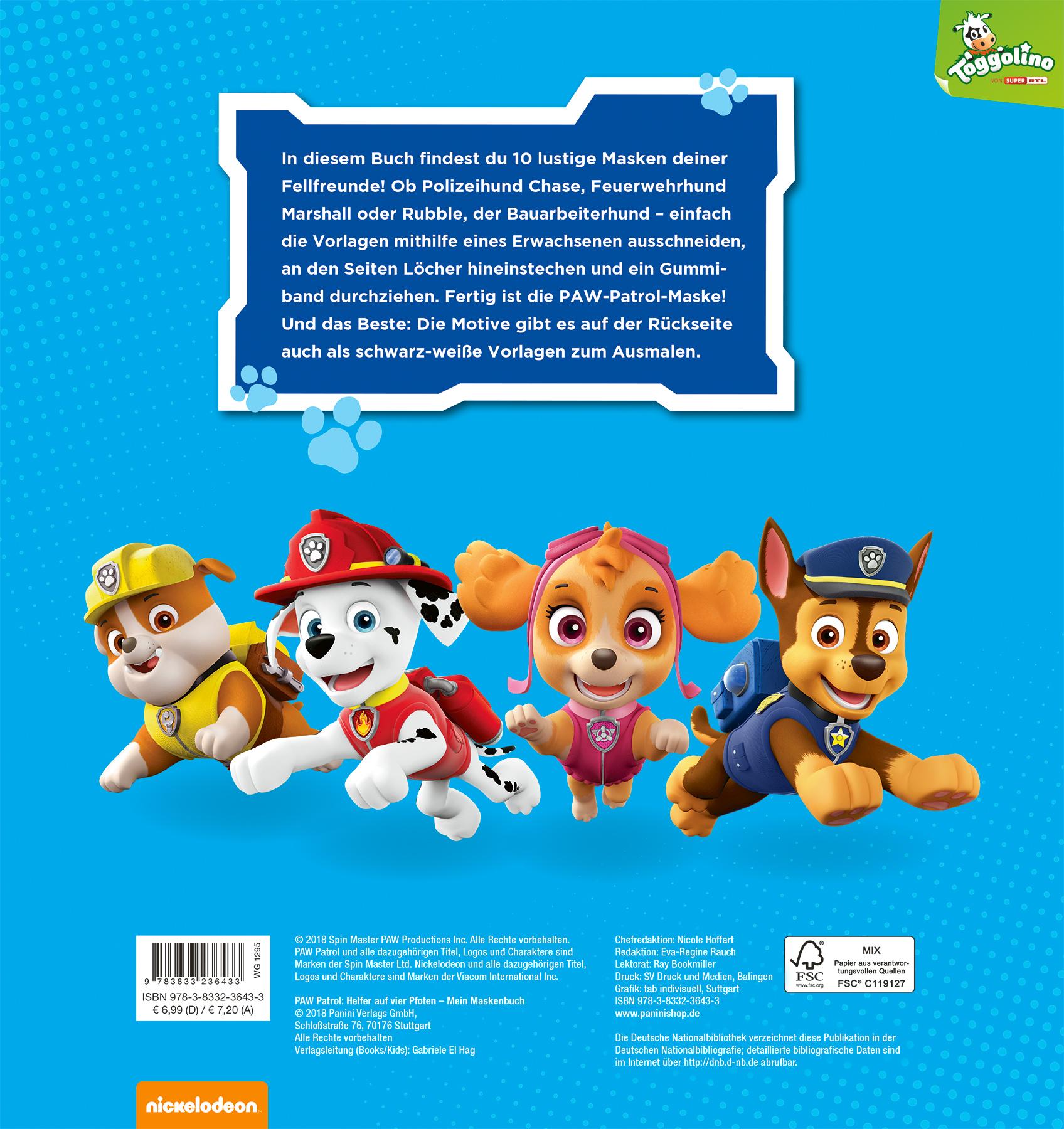 Rückseitencover PAW Patrol: Mein Maskenbuch