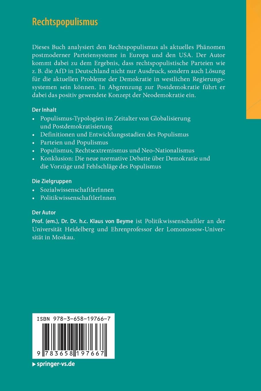 Rückseitencover Rechtspopulismus