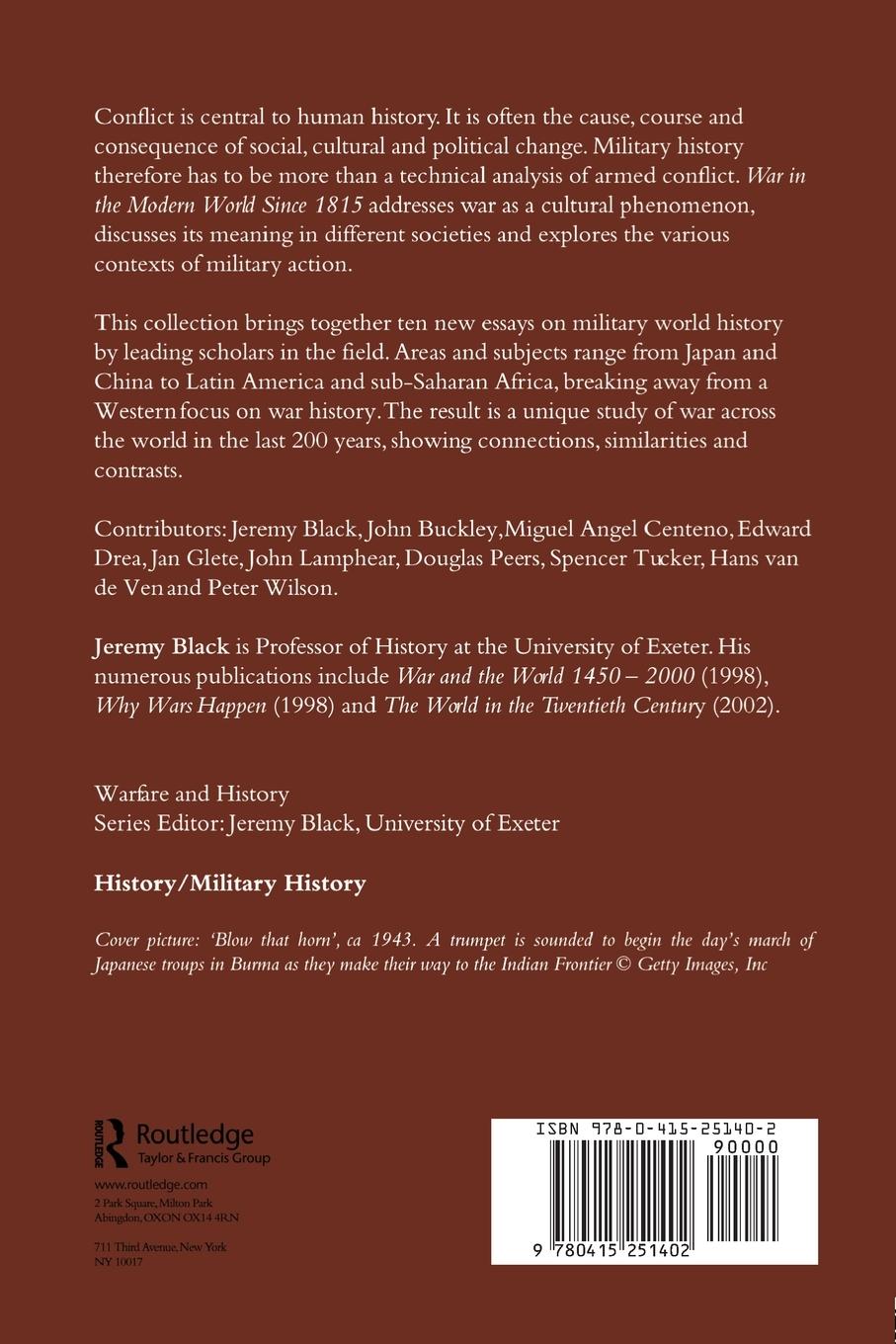 Rückseitencover War in the Modern World since 1815