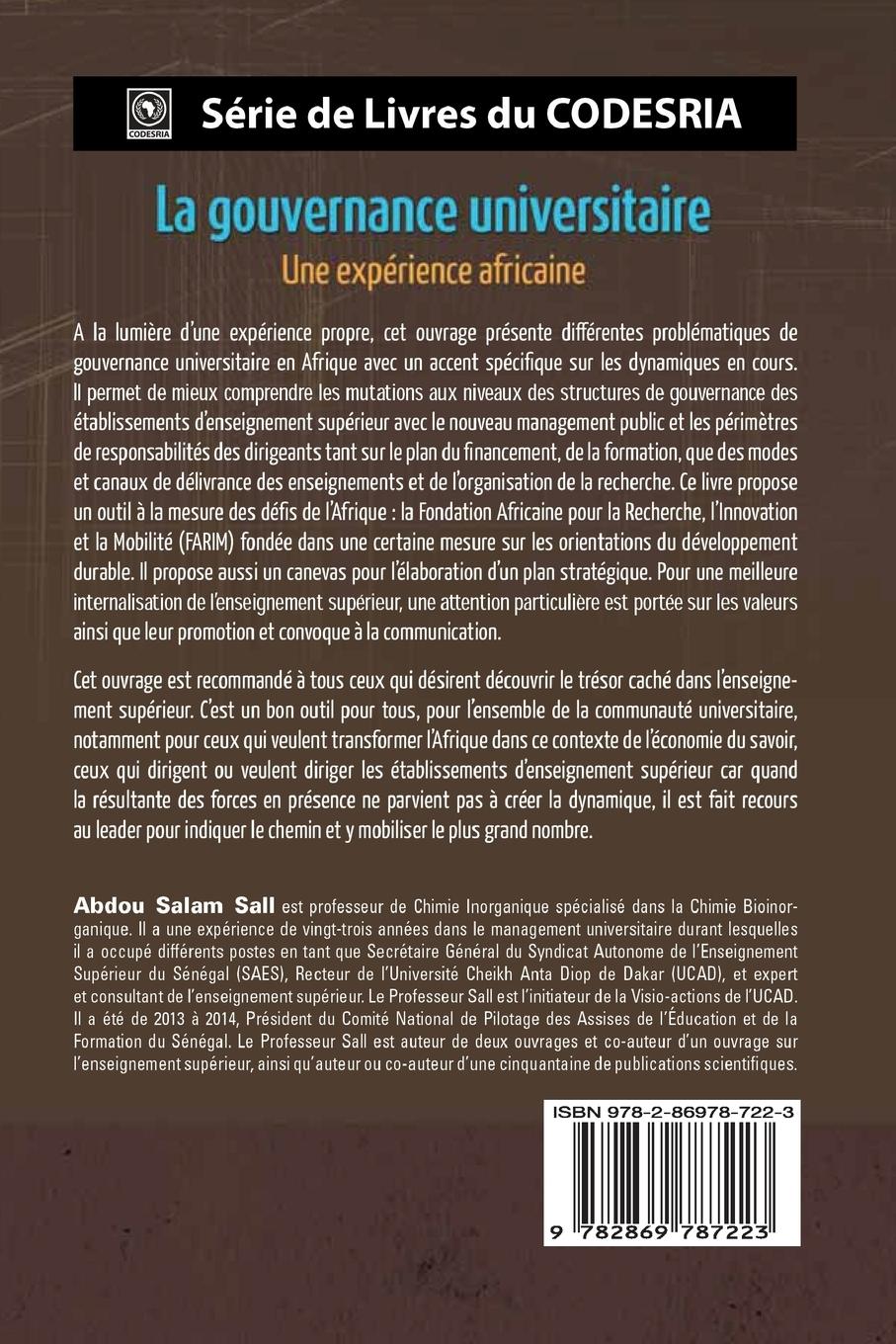 Rückseitencover La gouvernance universitaire