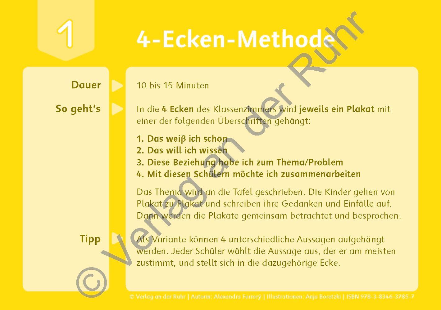 Beispielinhalt (Bild) Die Methoden-Kartei