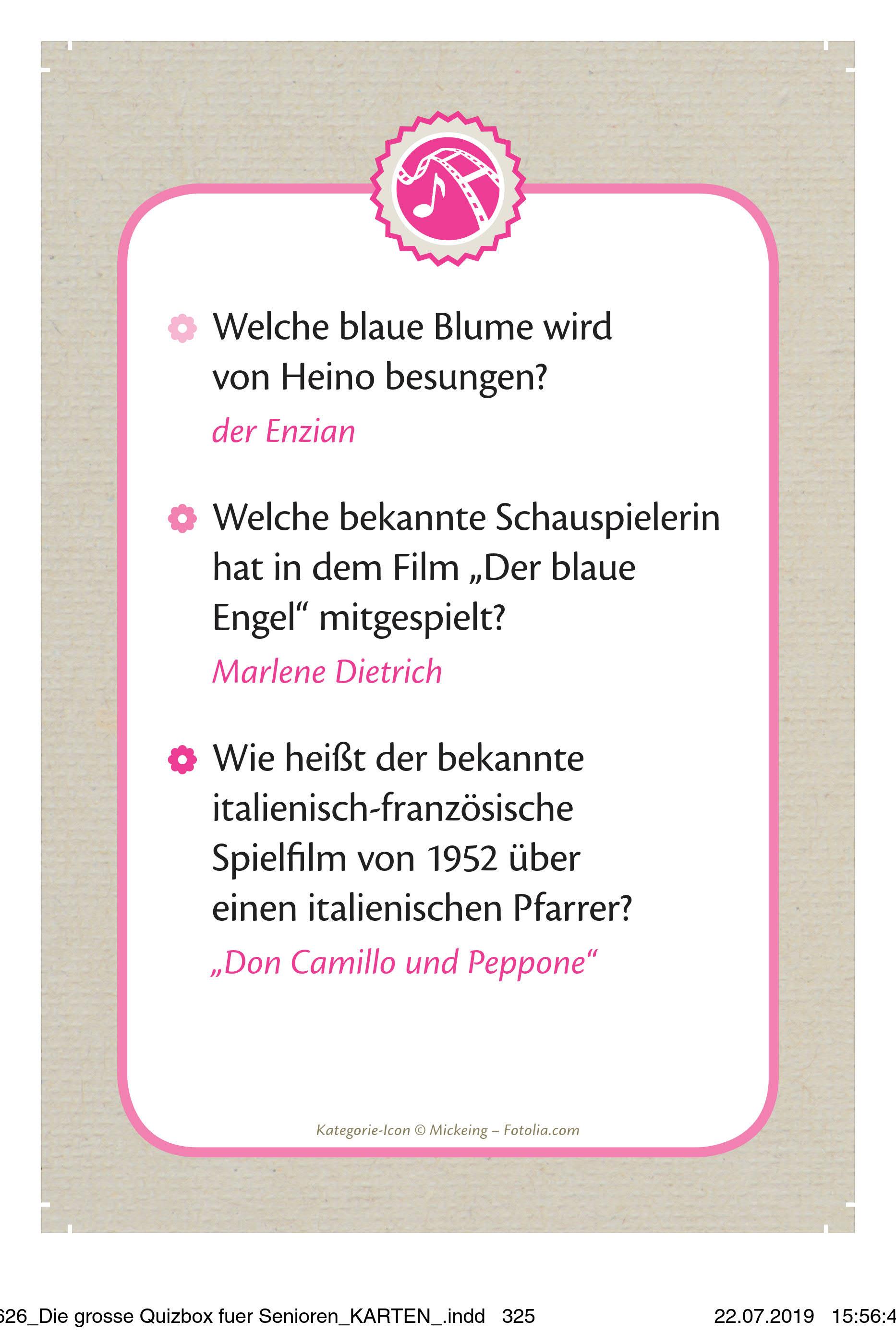 Beispielinhalt (Bild) Die große Quizbox für Senioren