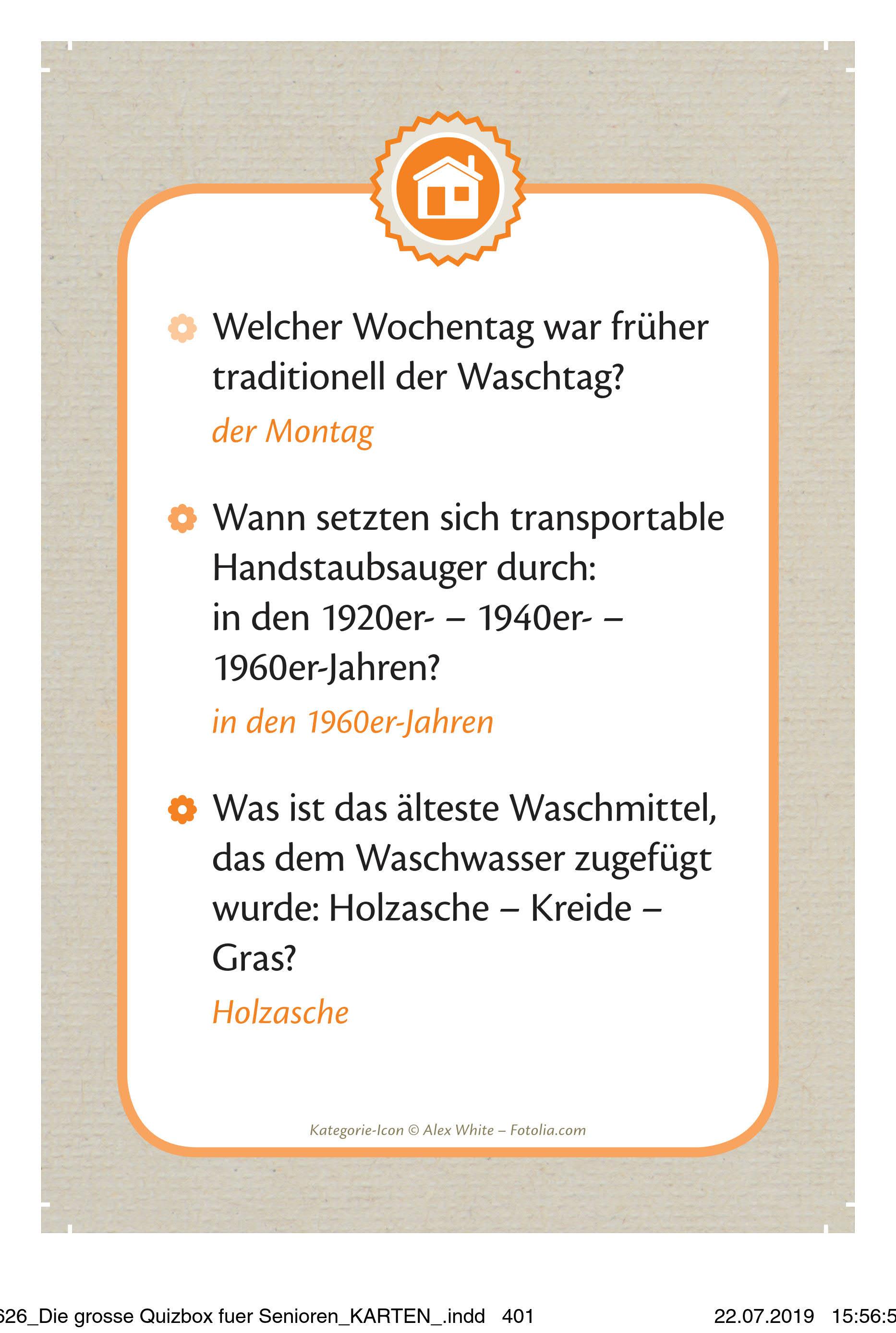 Beispielinhalt (Bild) Die große Quizbox für Senioren