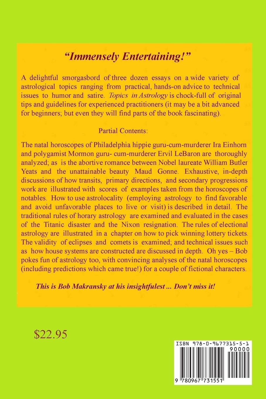 Rückseitencover Topics in Astrology