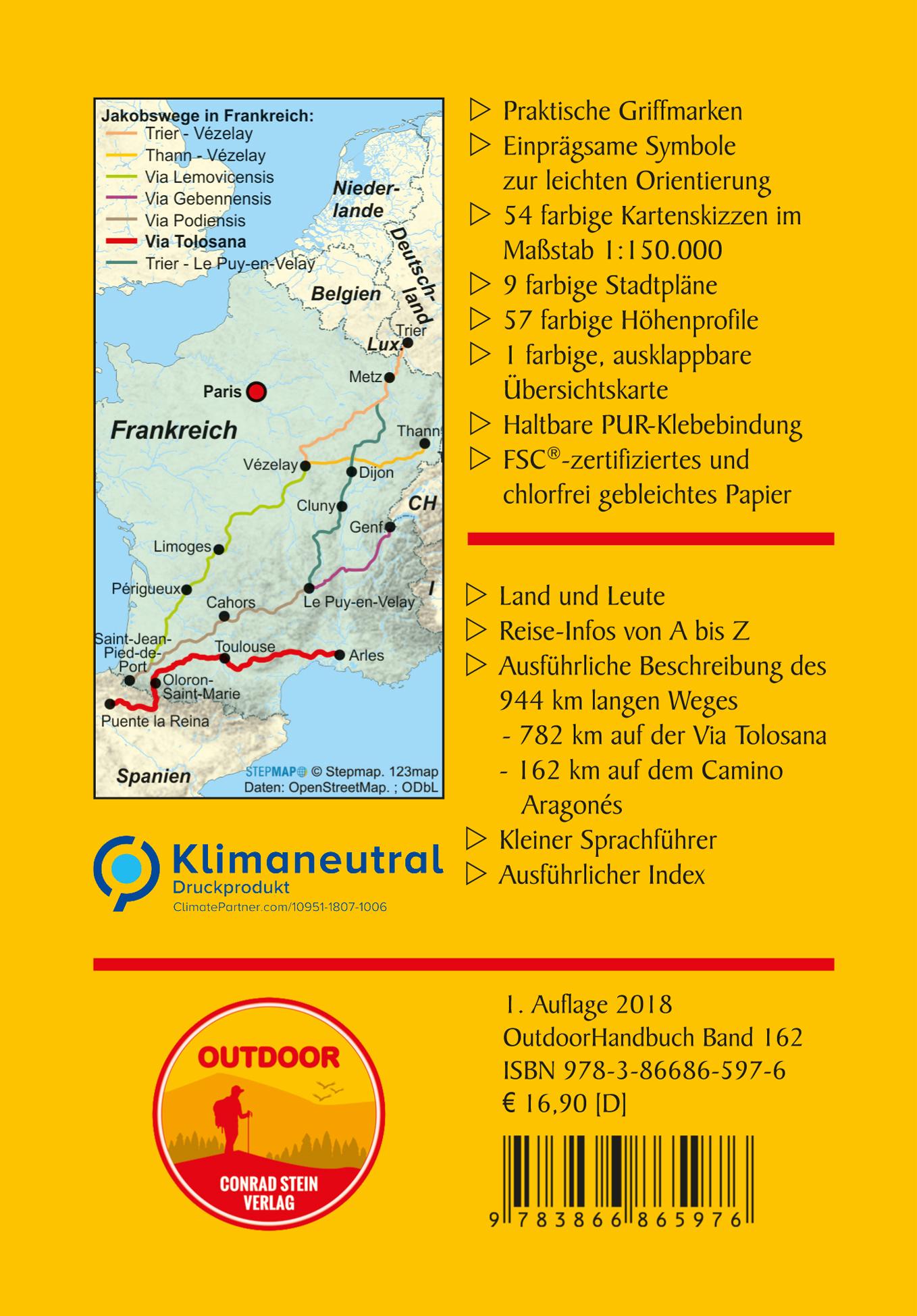 Rückseitencover Frankreich: Jakobsweg Via Tolosana mit Camino Aragonés, Spanien