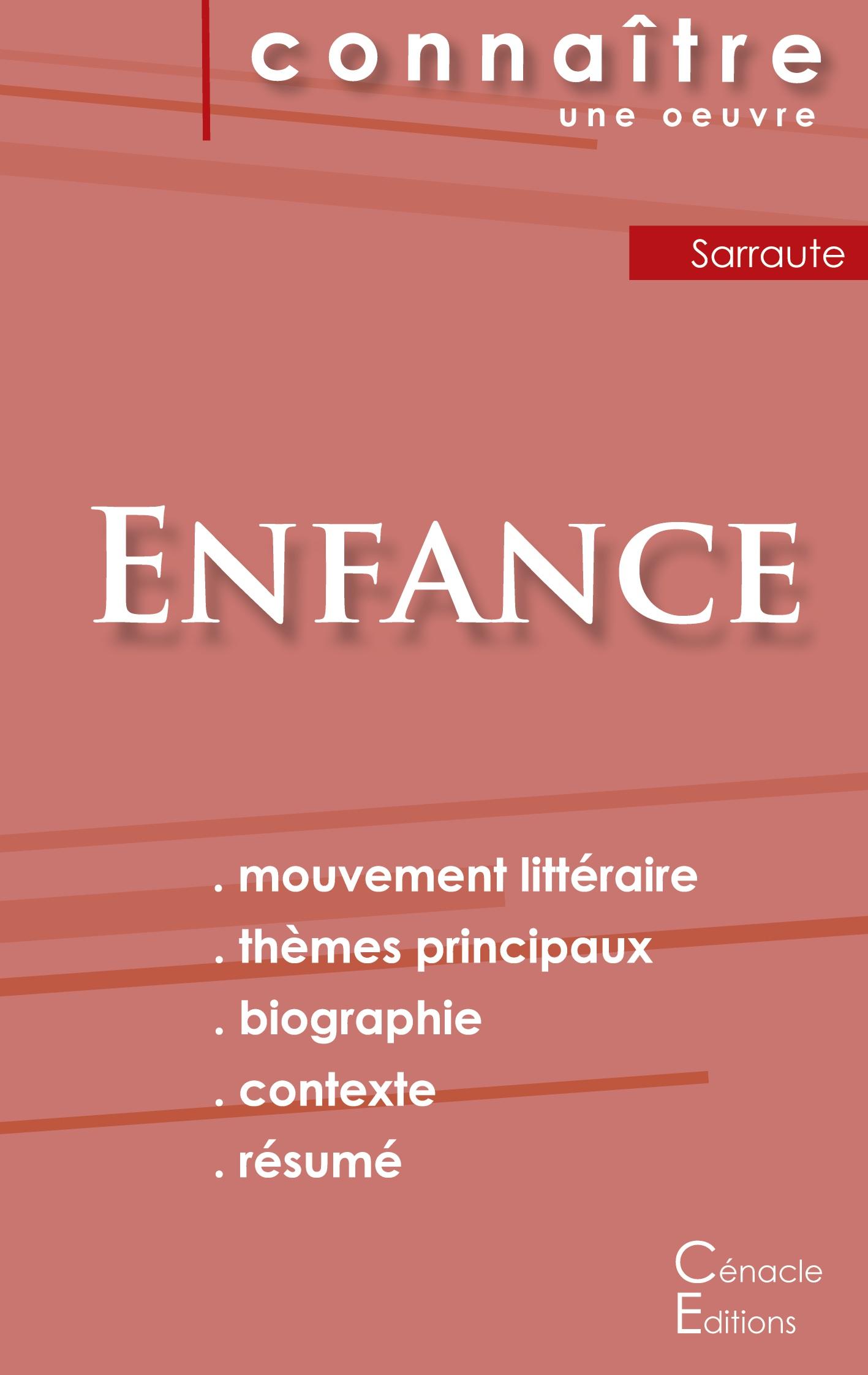 Vorderes Coverbild Fiche de lecture Enfance de Nathalie Sarraute (Analyse littéraire de référence et résumé complet)
