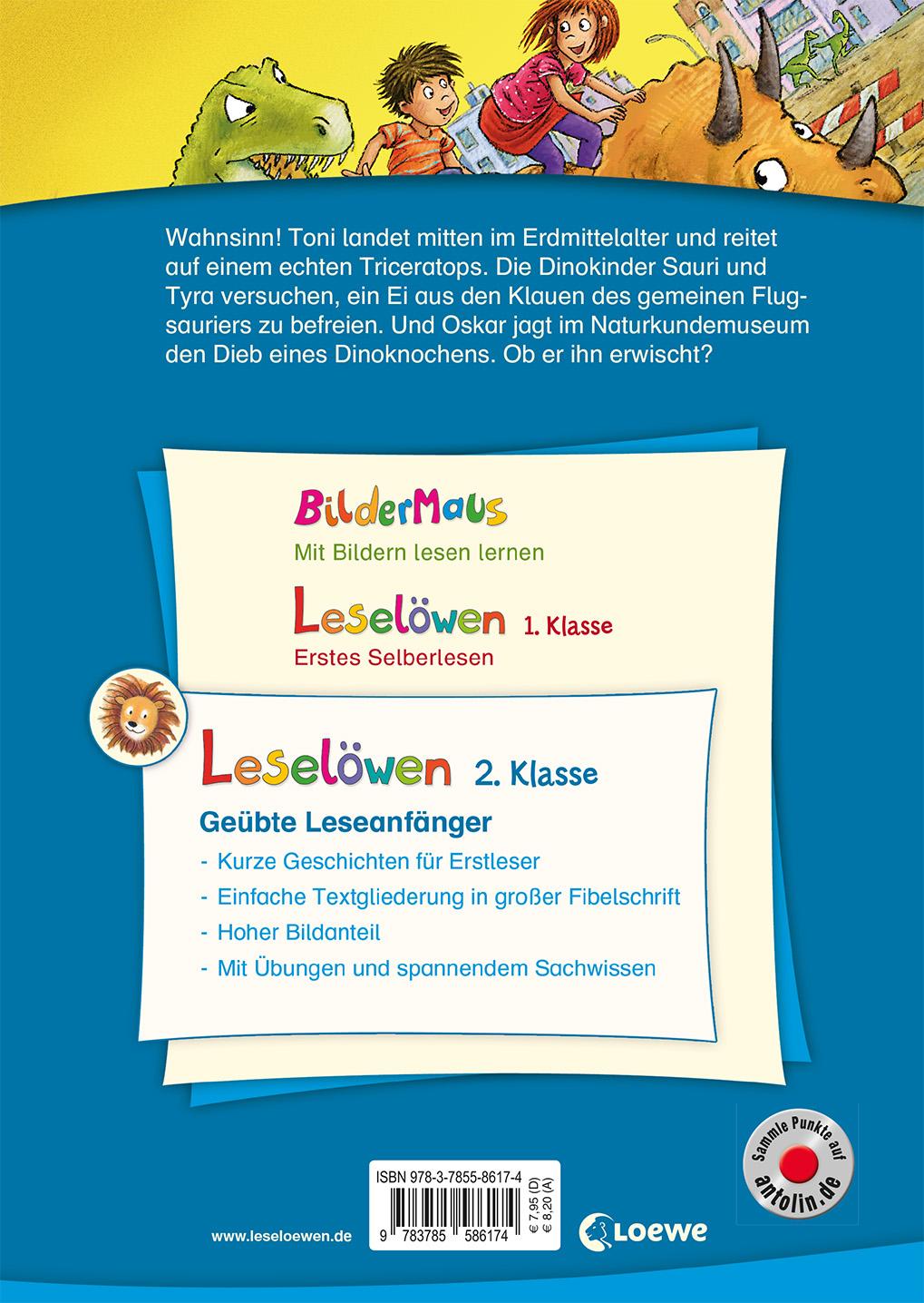 Rückseitencover Leselöwen 2. Klasse - Dinosauriergeschichten