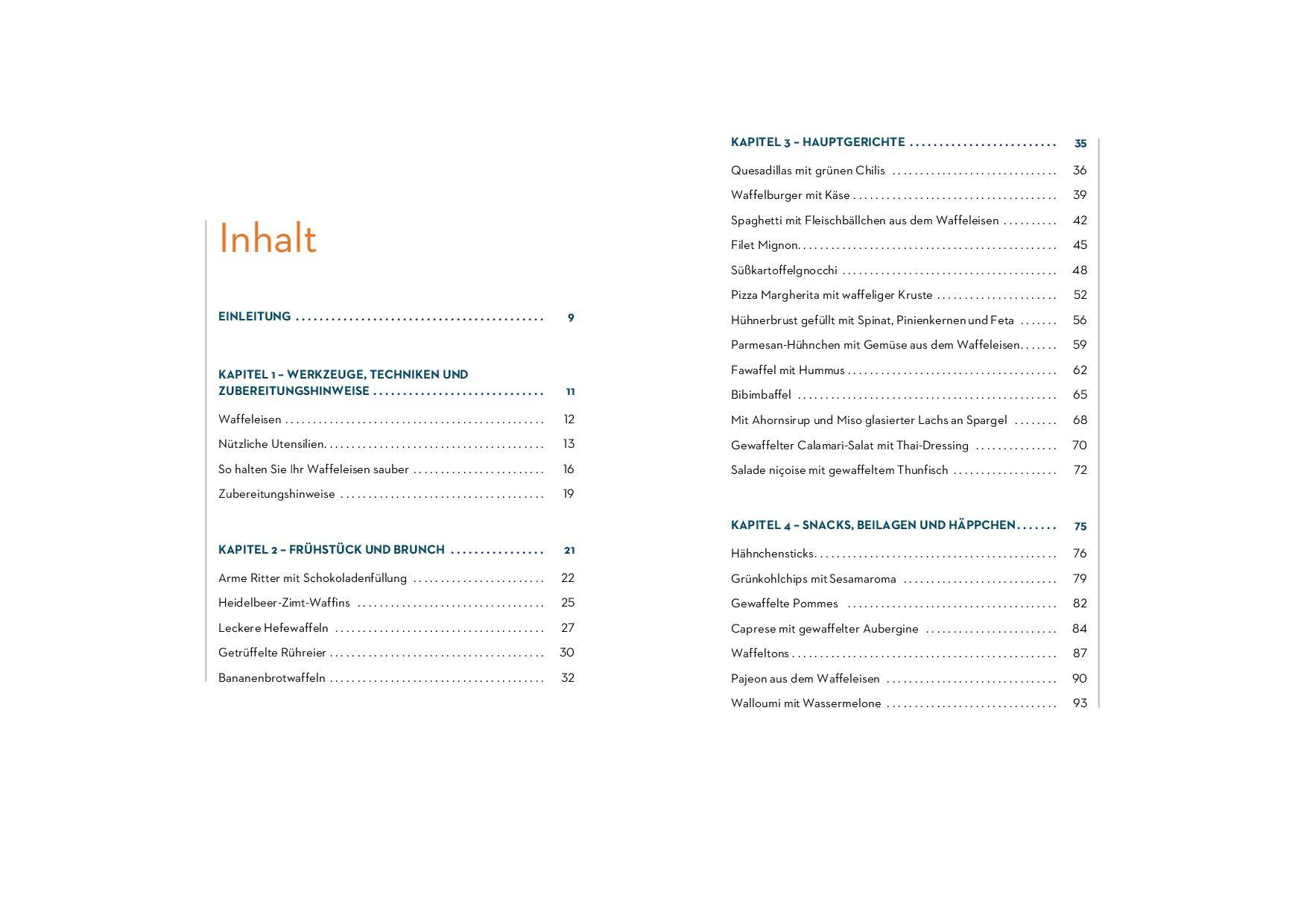 Beispielinhalt (Bild) Das Waffeleisen-Kochbuch