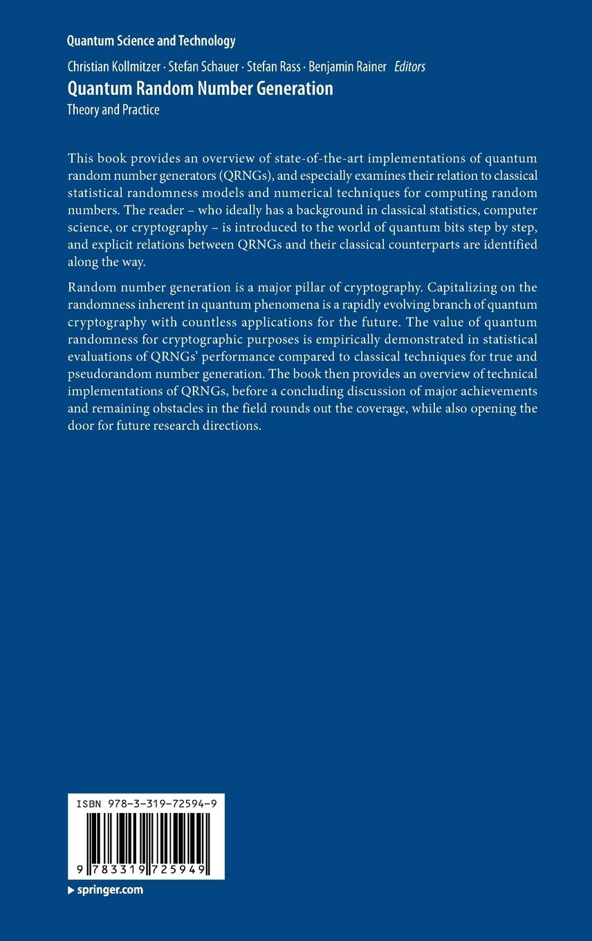 Rückseitencover Quantum Random Number Generation