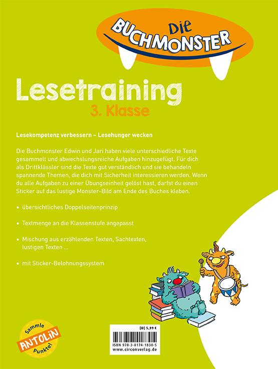 Rückseitencover Die Buchmonster 3. Klasse