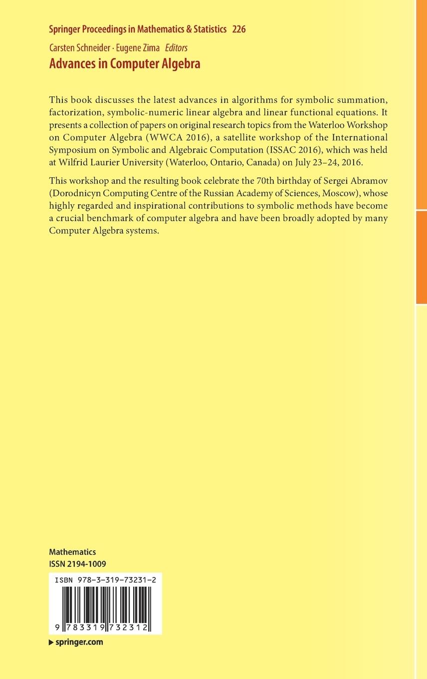 Rückseitencover Advances in Computer Algebra