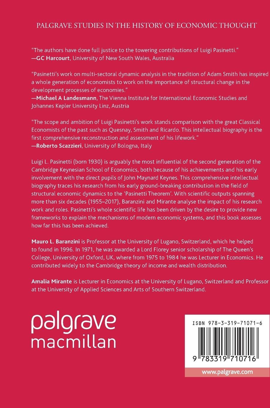 Rückseitencover Luigi L. Pasinetti: An Intellectual Biography