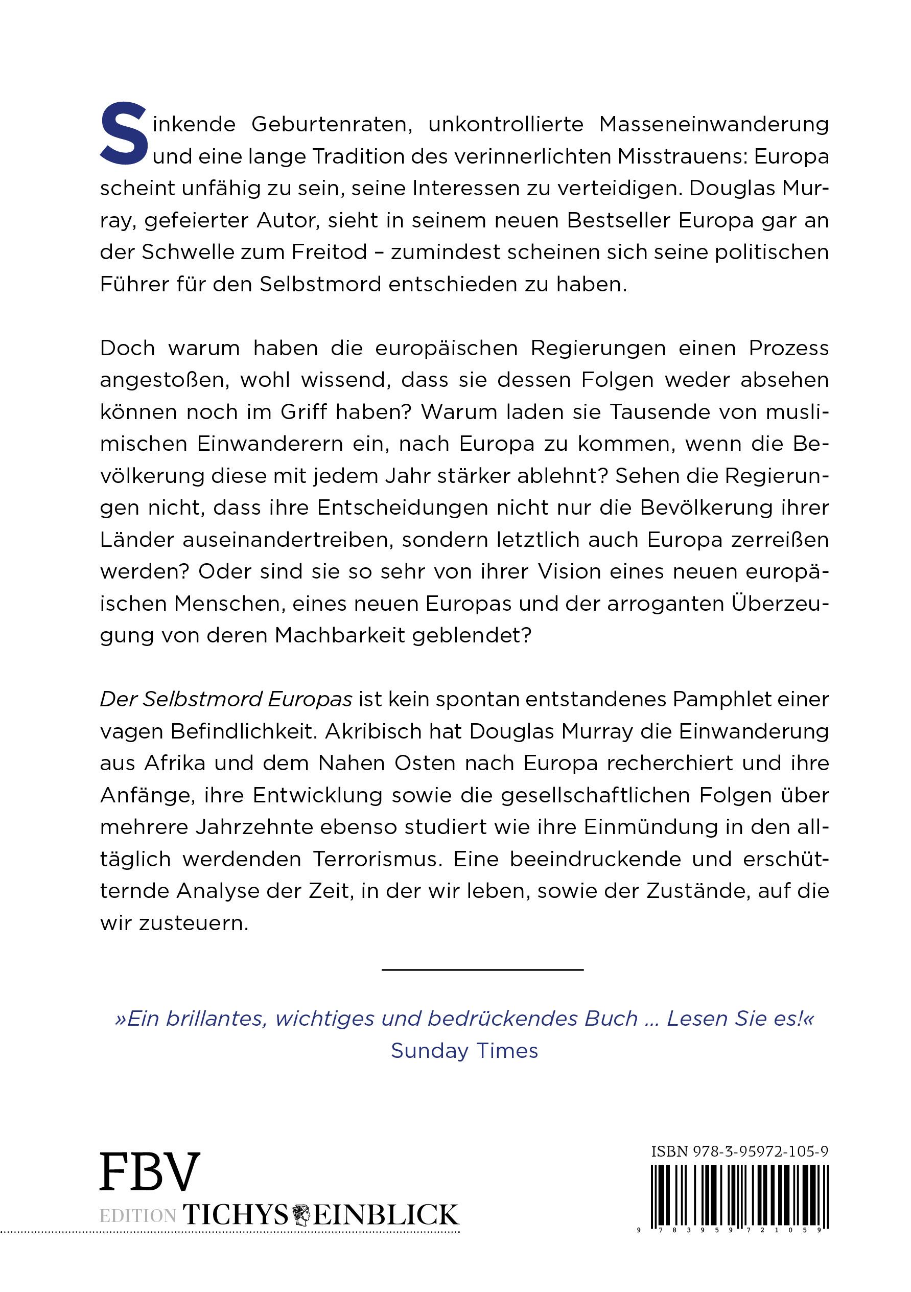Rückseitencover Der Selbstmord Europas