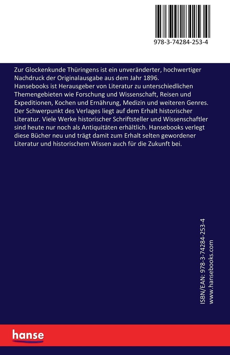 Rückseitencover Zur Glockenkunde Thüringens