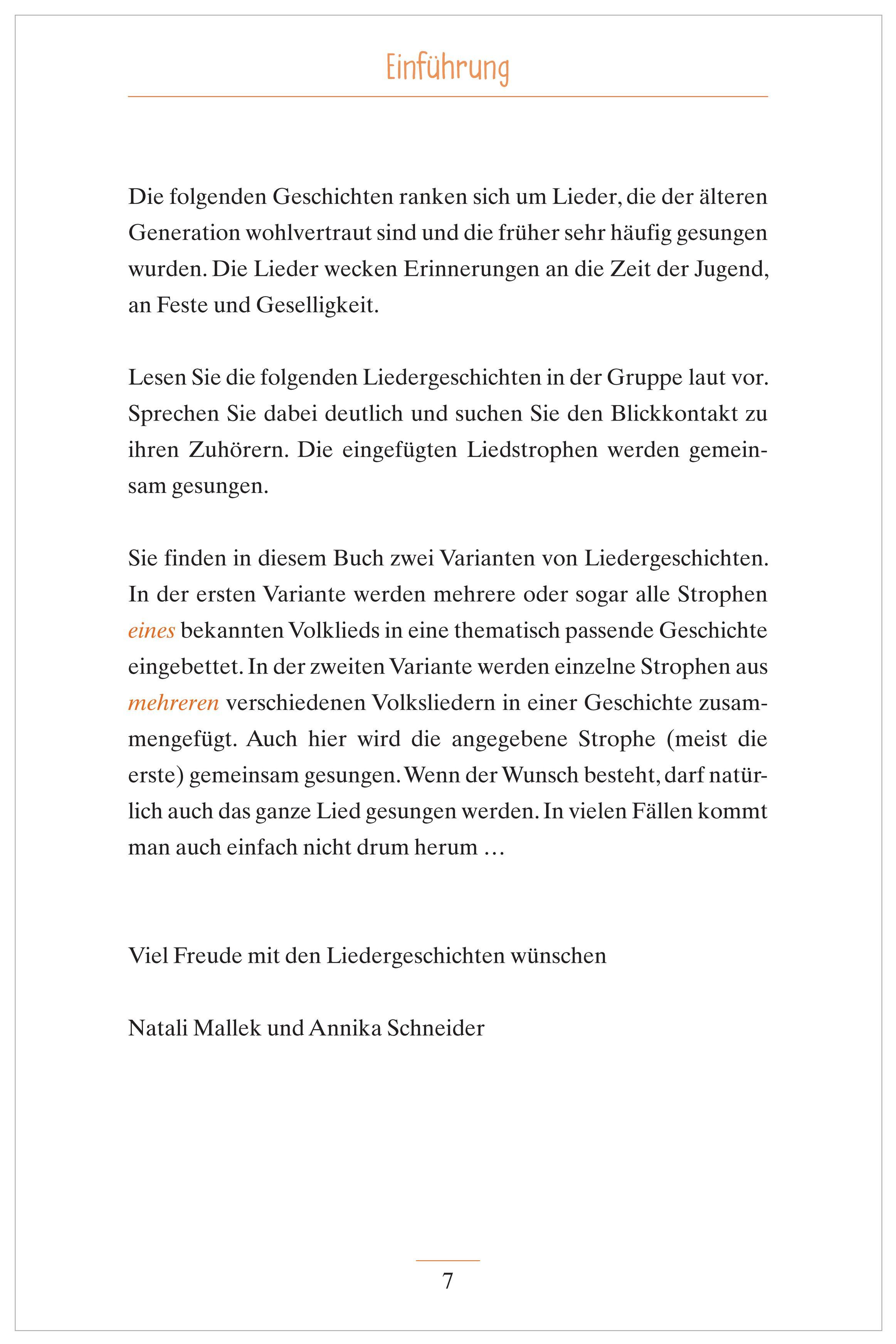Beispielinhalt (Bild) Geschichten zum Vorlesen und Mitsingen