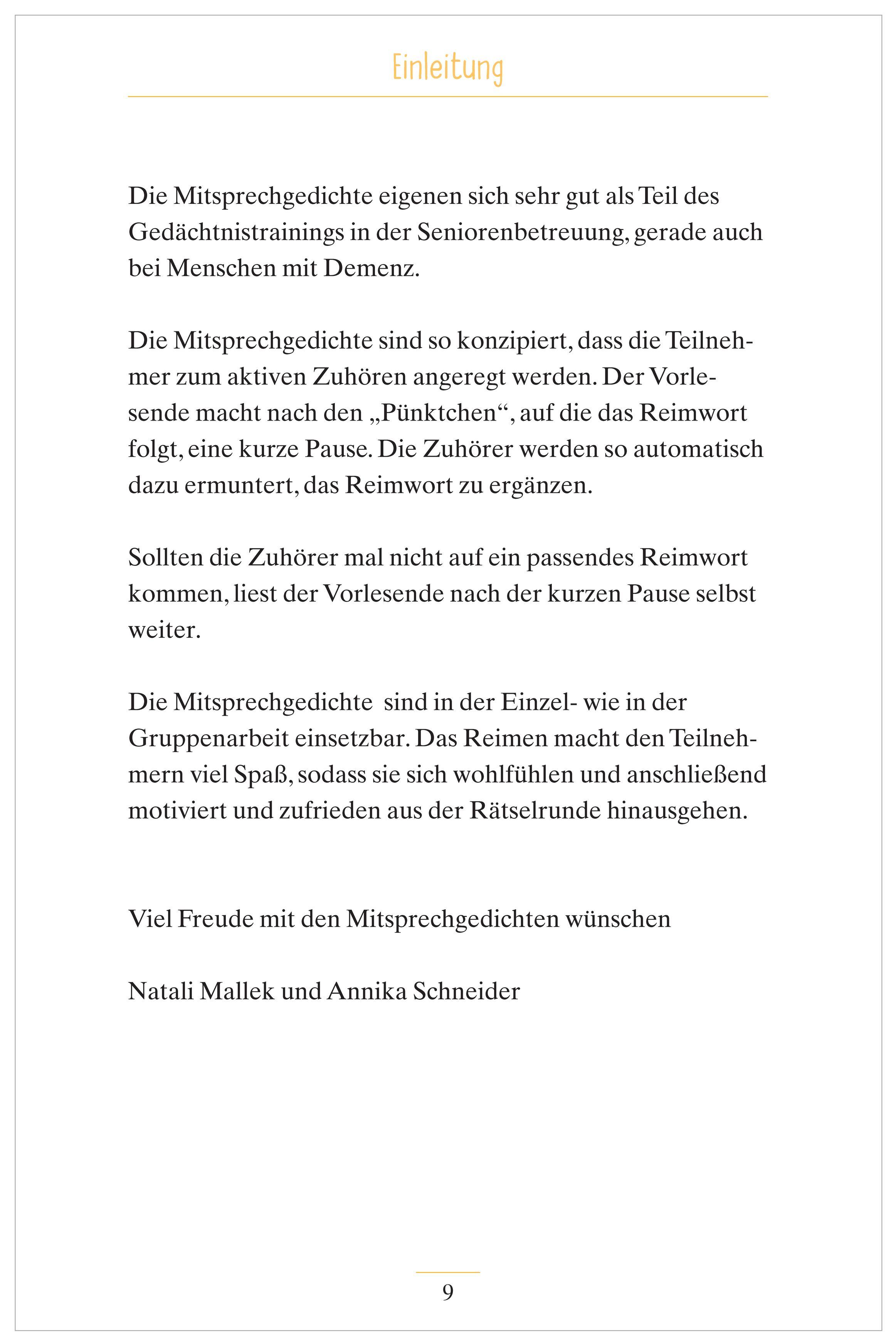 Beispielinhalt (Bild) Mitsprechgedichte