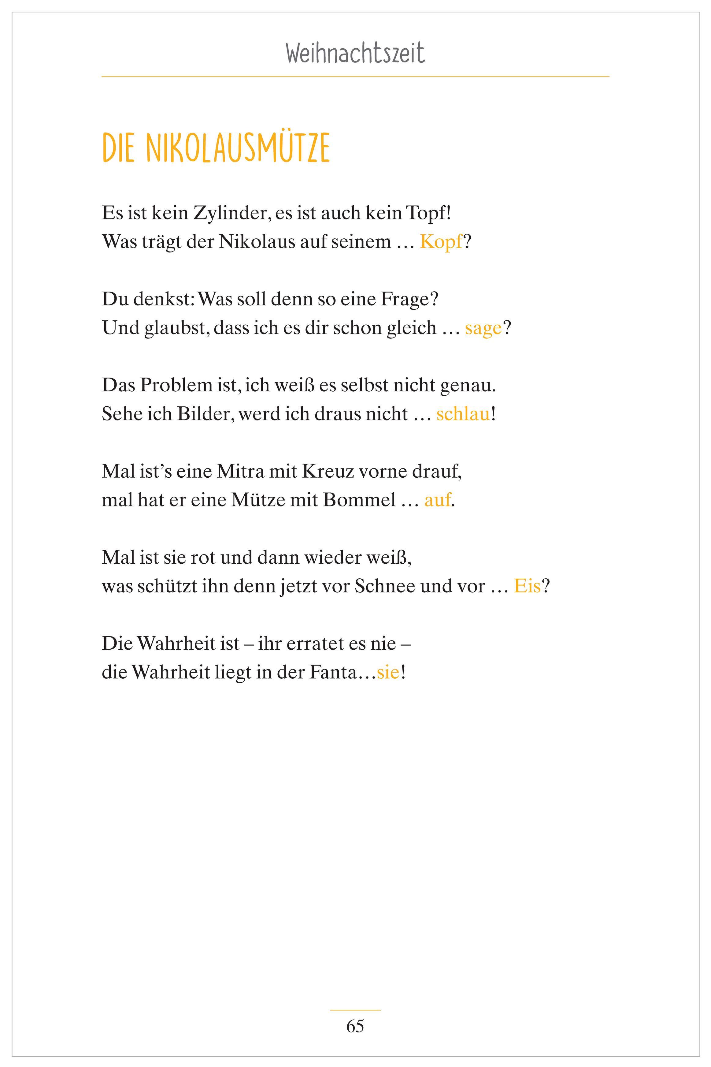 Beispielinhalt (Bild) Mitsprechgedichte