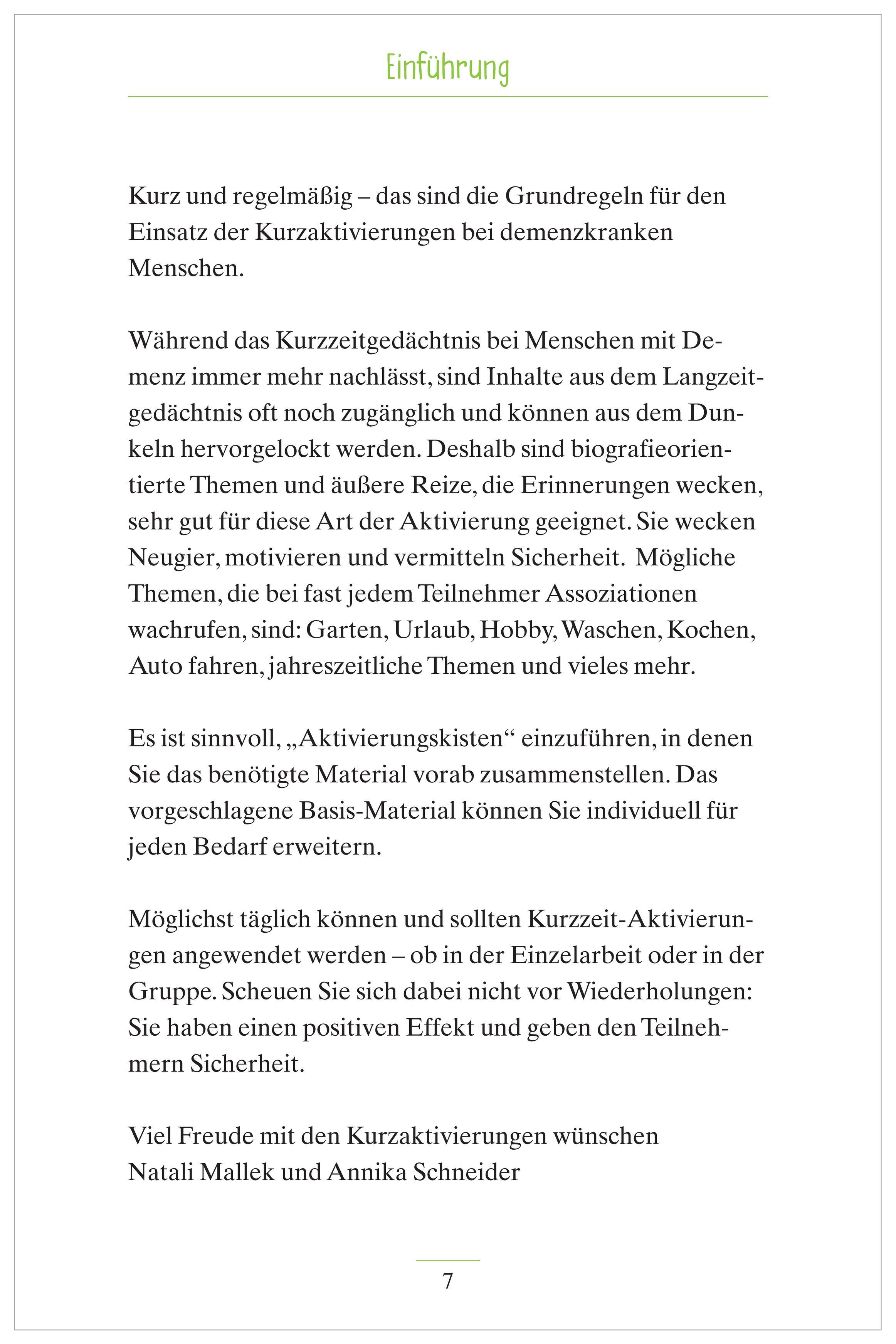 Beispielinhalt (Bild) Kurzaktivierungen