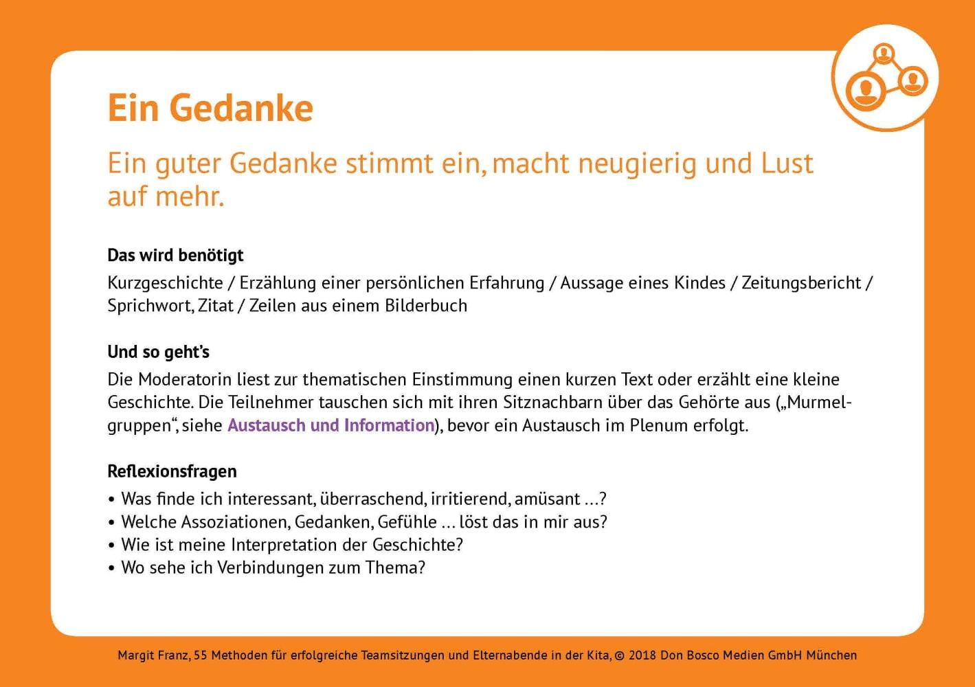 Beispielinhalt (Bild) 55 Methoden für erfolgreiche Teamsitzungen und Elternabende in der Kita