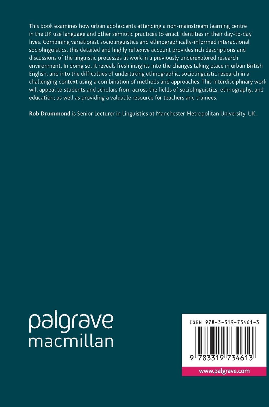 Rückseitencover Researching Urban Youth Language and Identity