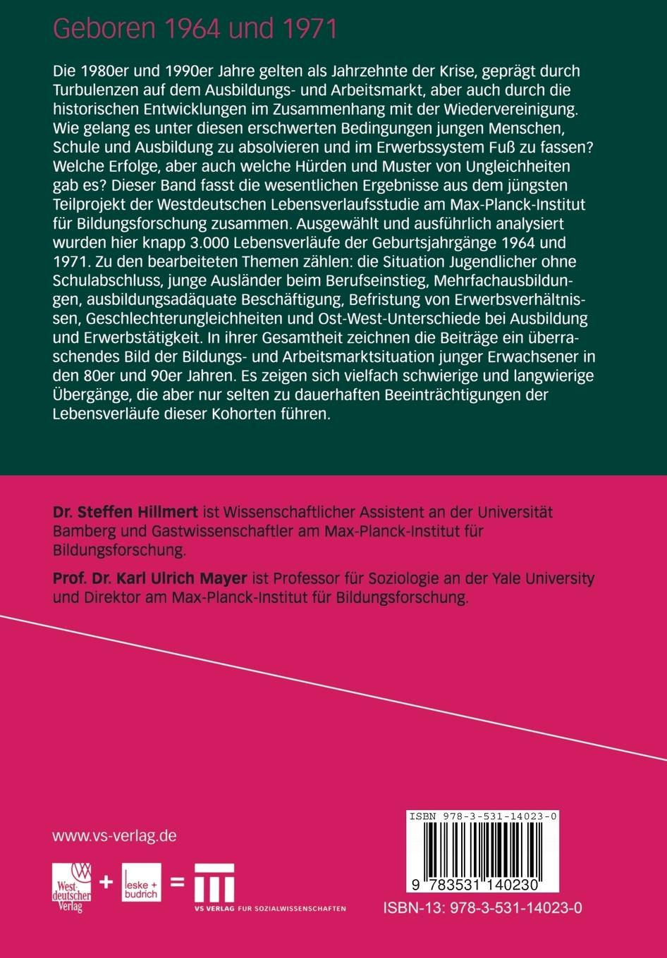 Rückseitencover Geboren 1964 und 1971