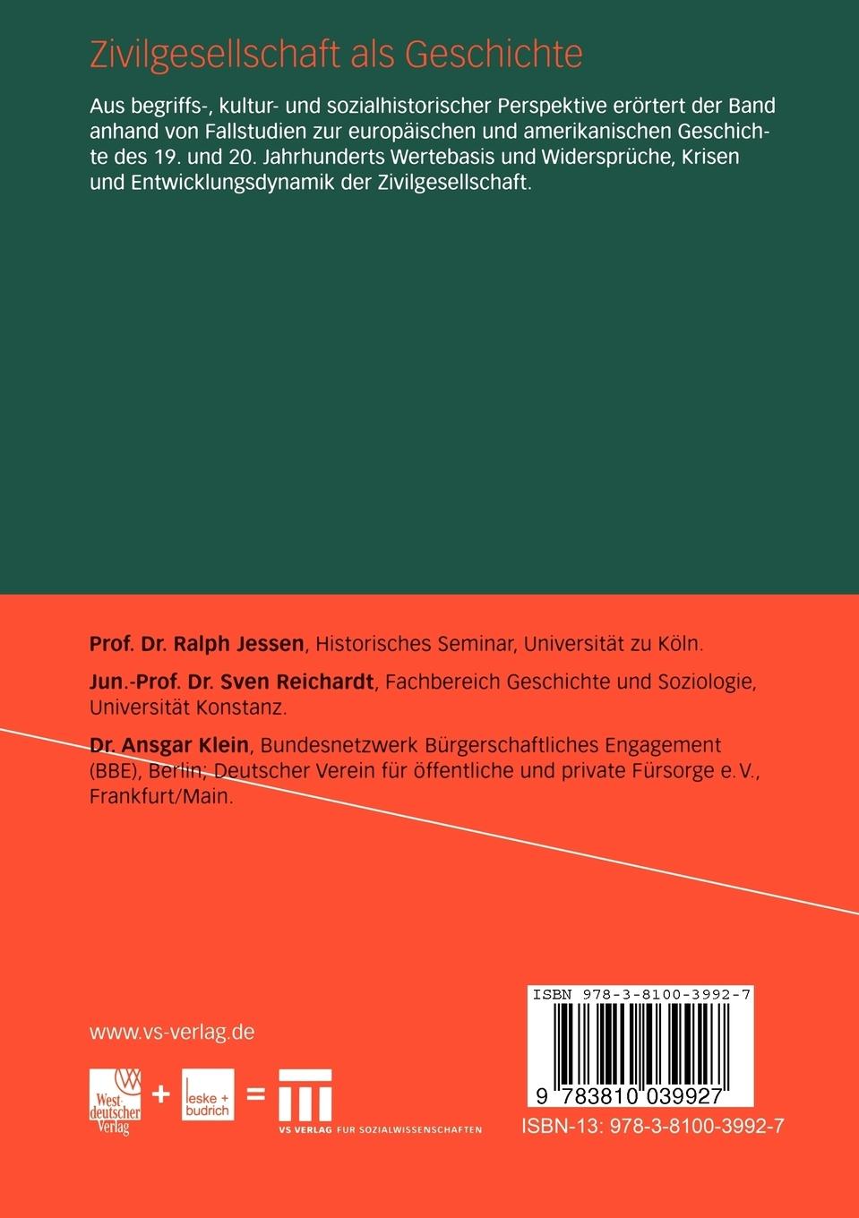 Rückseitencover Zivilgesellschaft als Geschichte