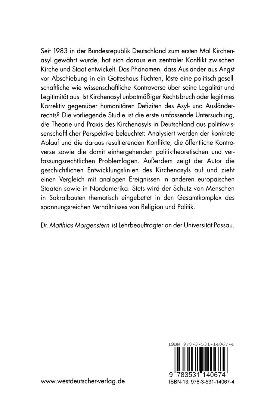 Rückseitencover Kirchenasyl in der Bundesrepublik Deutschland